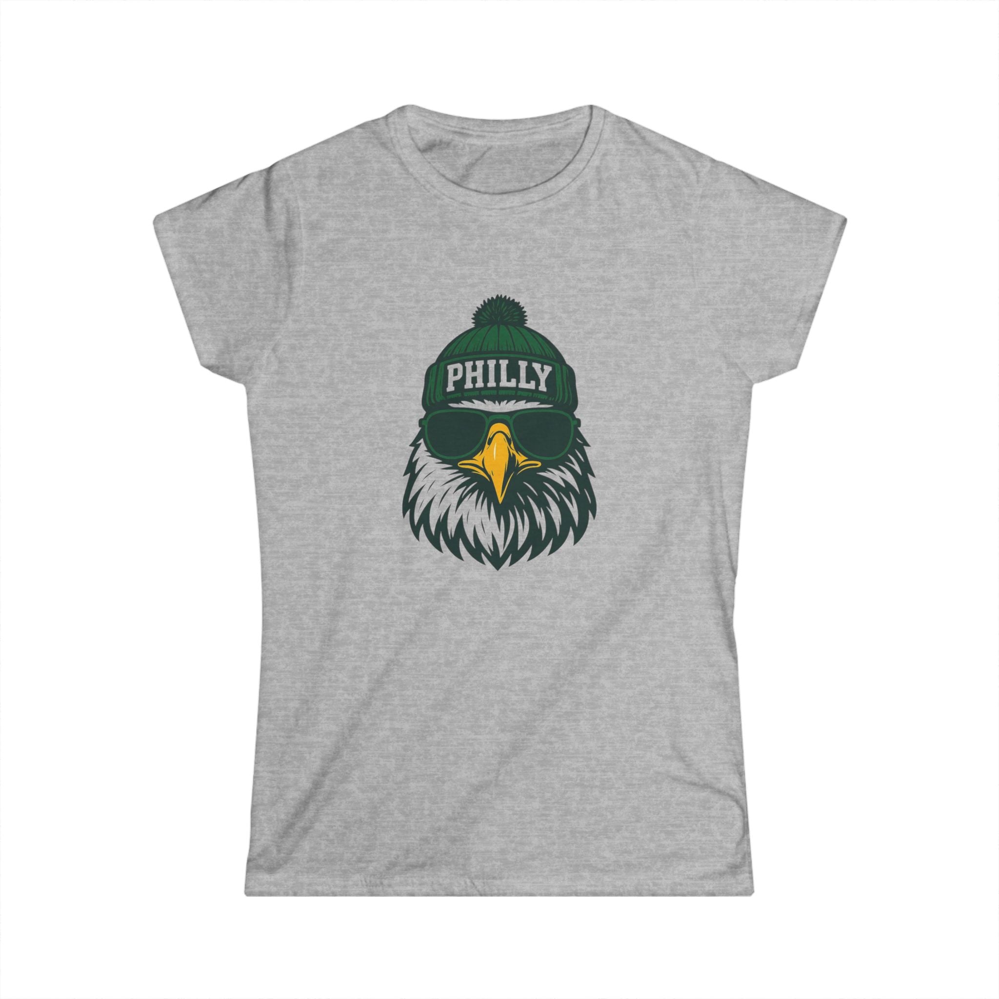 Philly Eagles Women's Graphic Tee | Philadelphia Eagle With Glasses and Hat