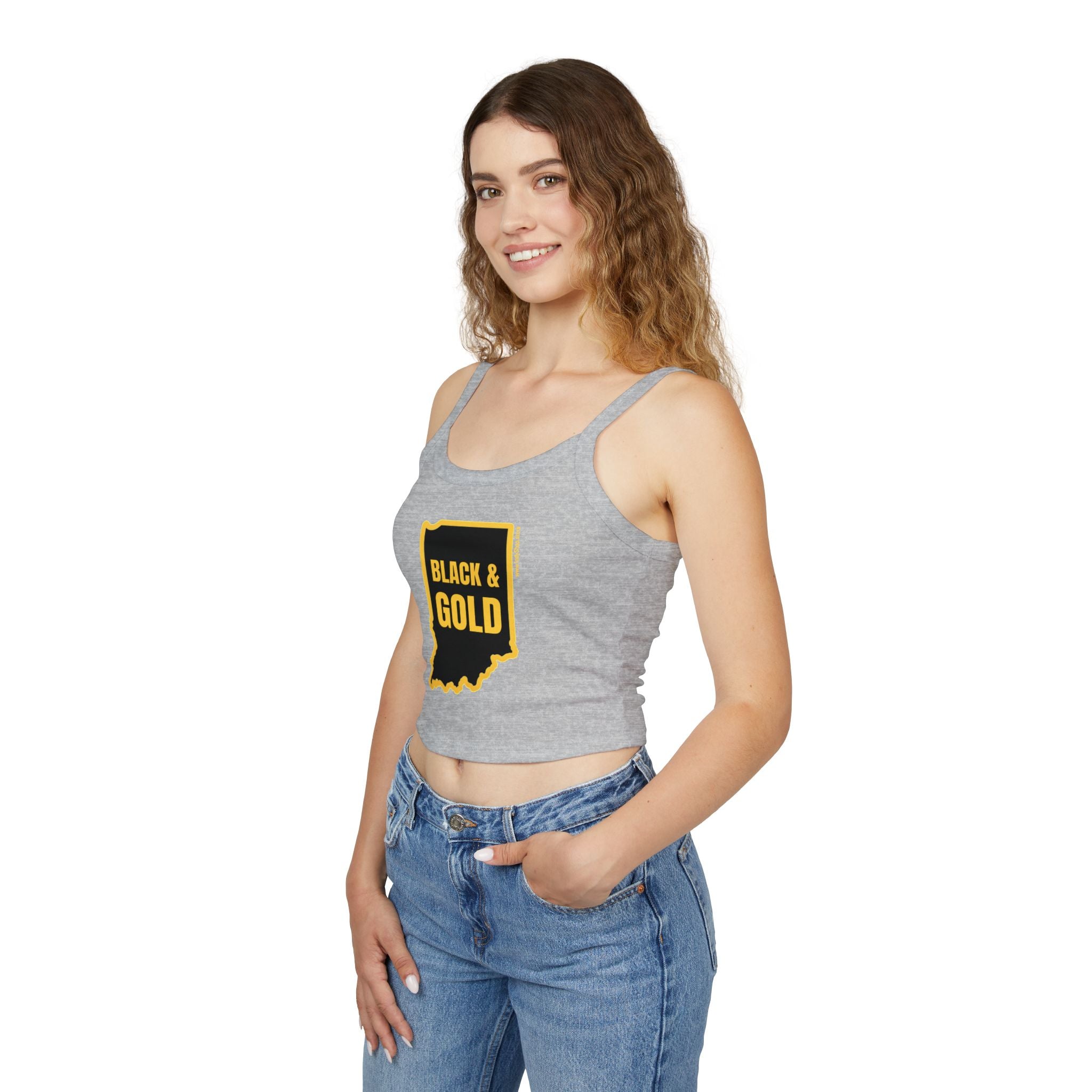 Black & Gold Women's Tank Top | Spaghetti Strap Tank Top