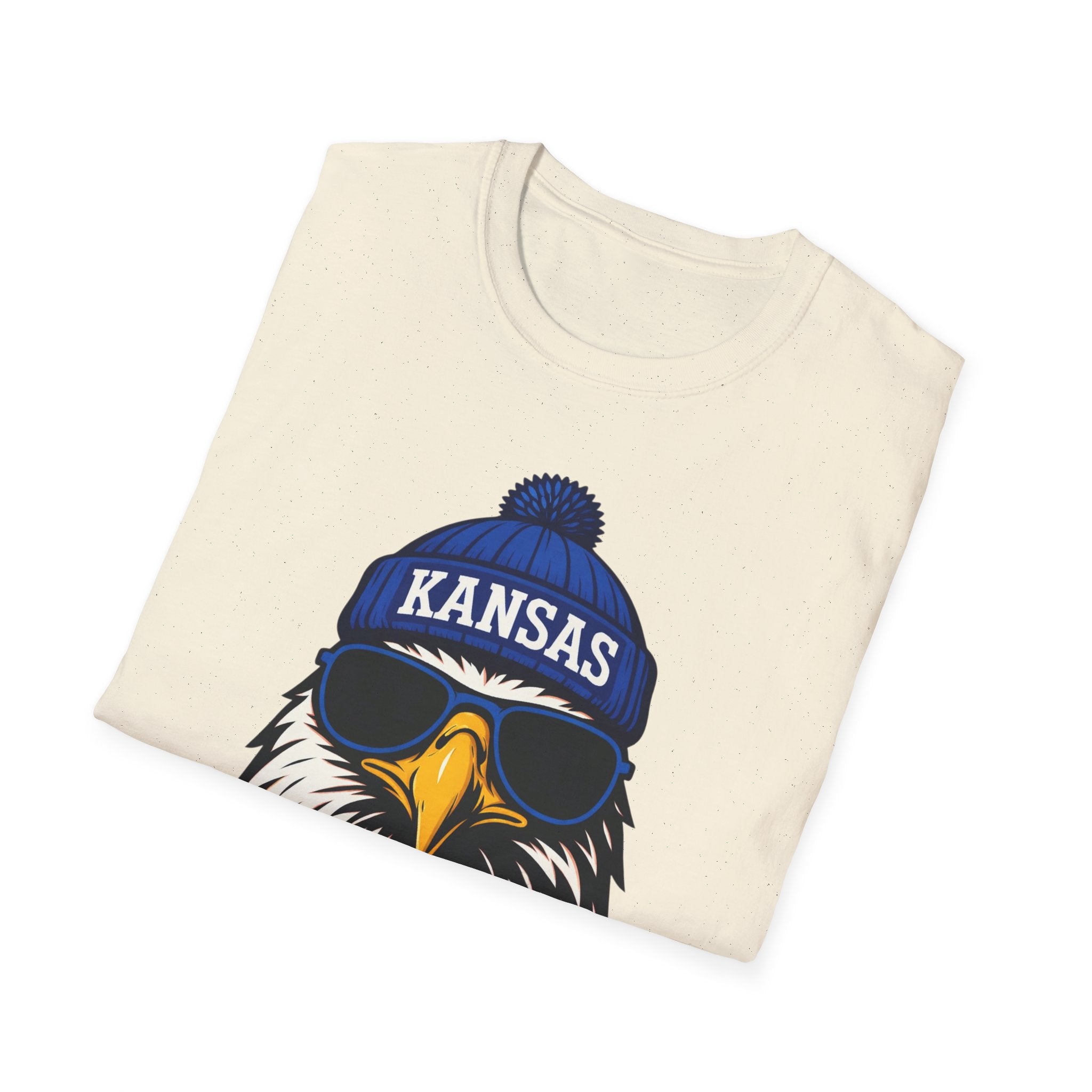 Kansas Jayhawks Graphic T-Shirt | Jayhawk with Hat and Glasses