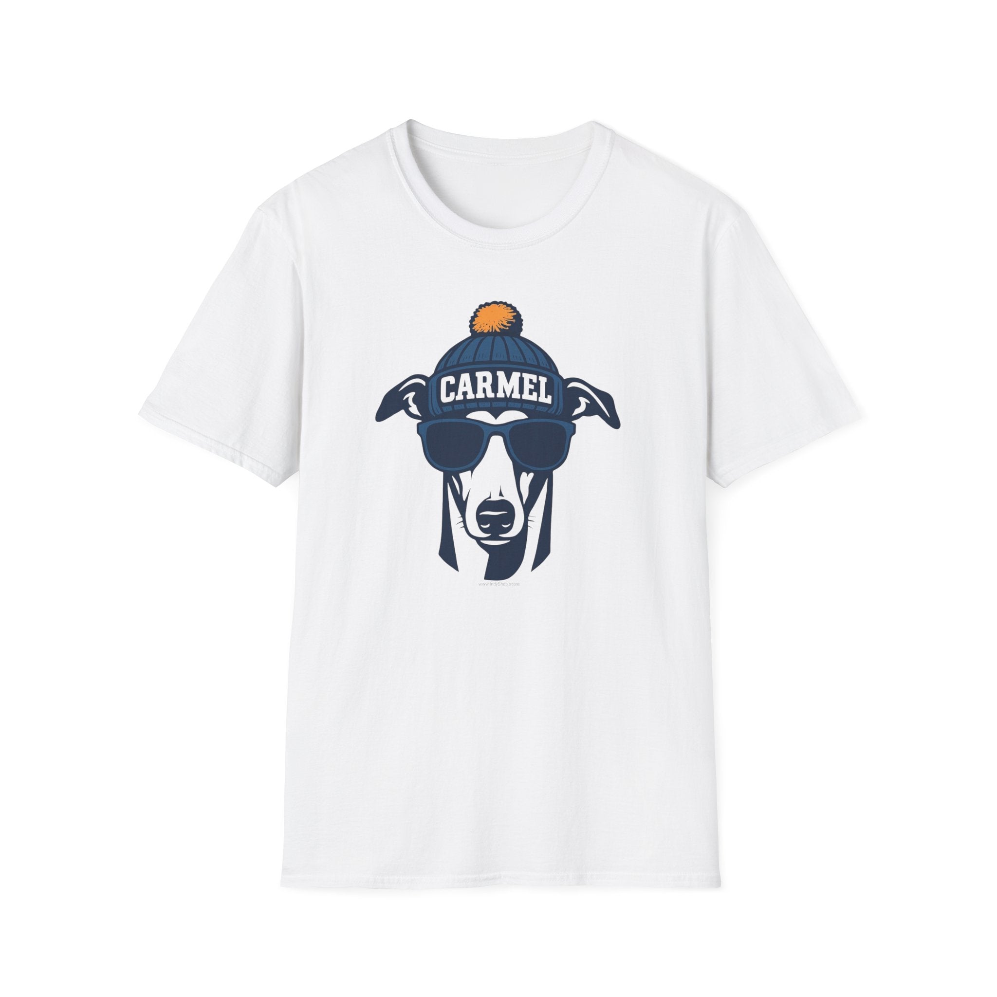 Carmel Greyhounds Unisex Graphic T-Shirt | Greyhound with Glasses and Hat