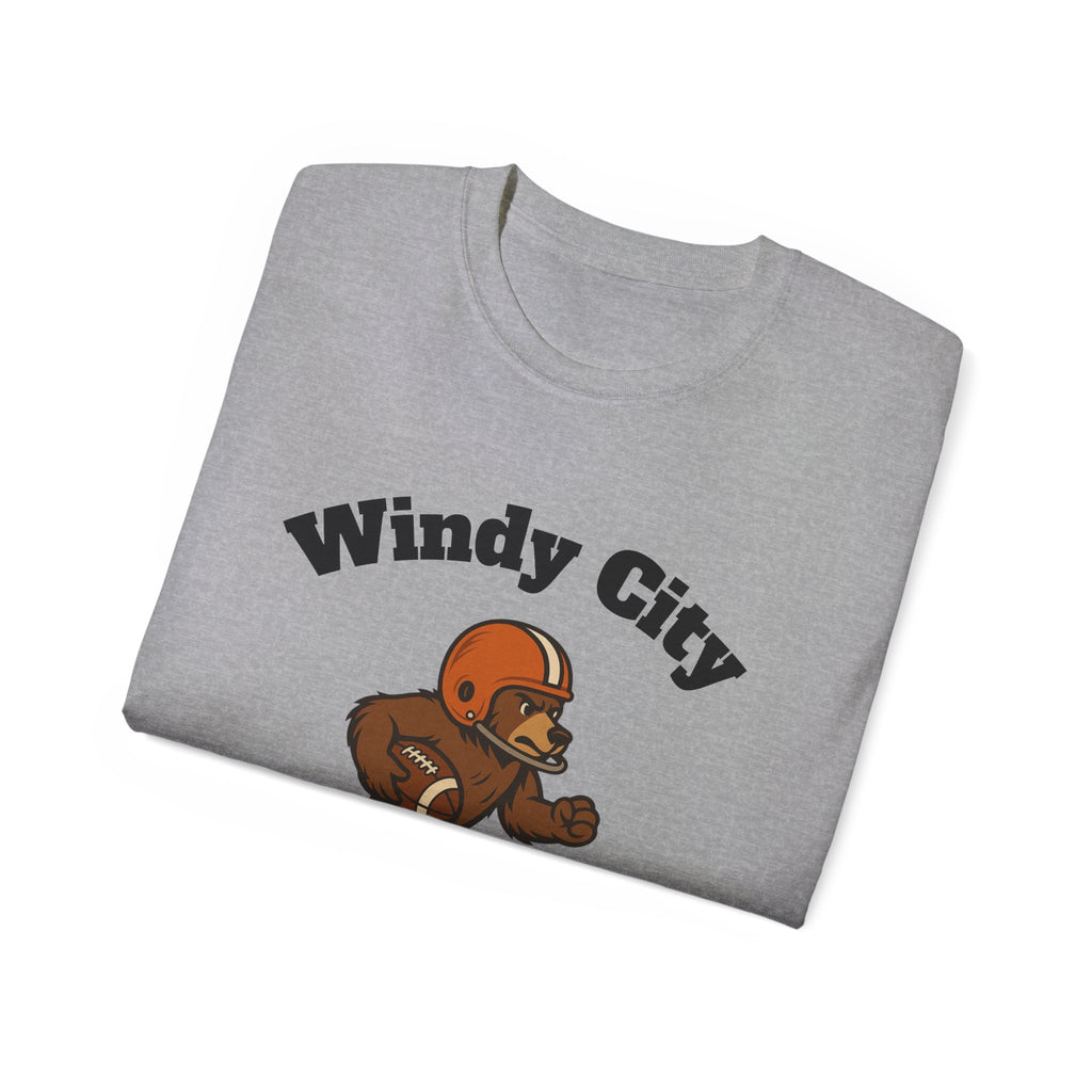 Windy City Bear Running the Football Unisex T-Shirt | Chicago Bears