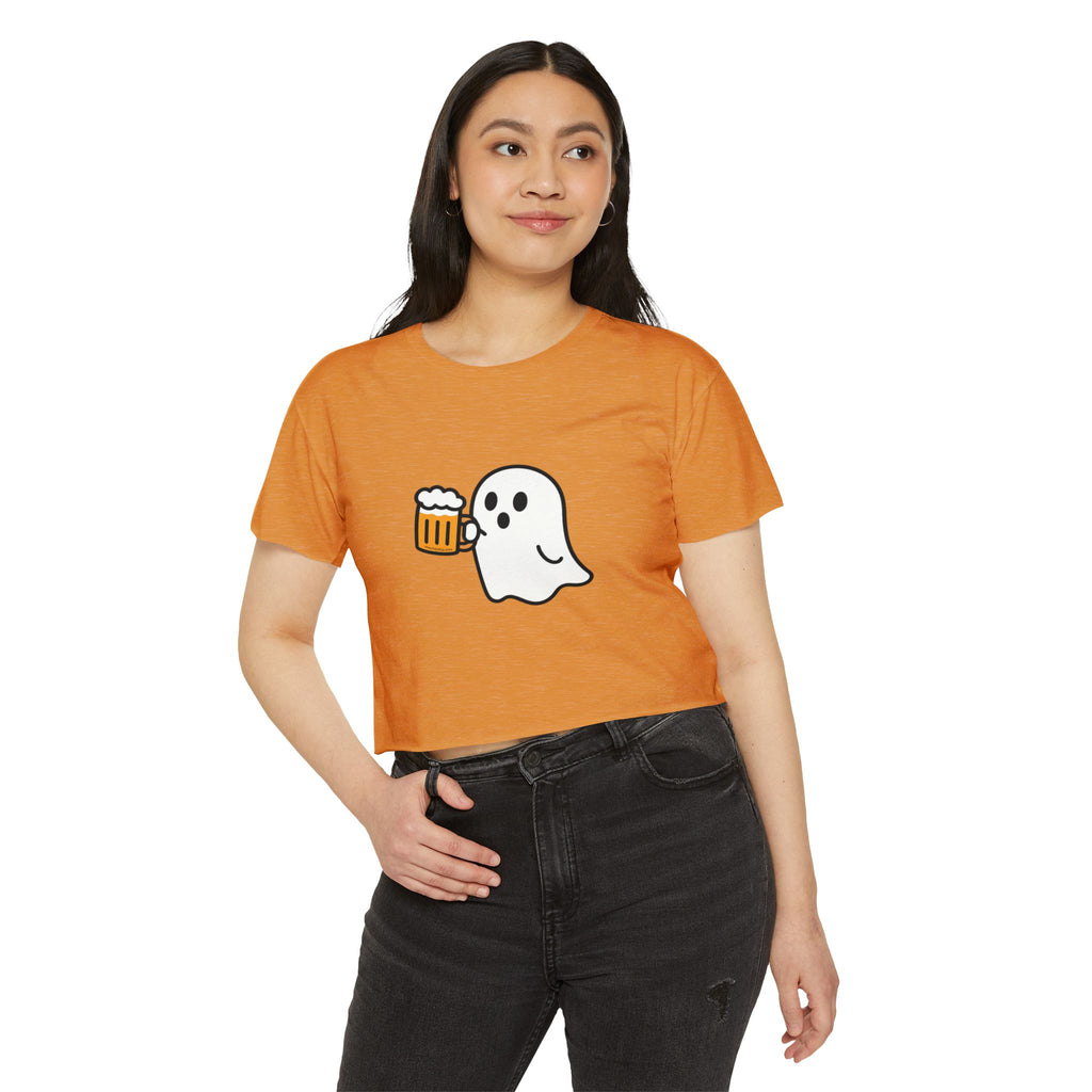 Ghost with Beer Crop Top