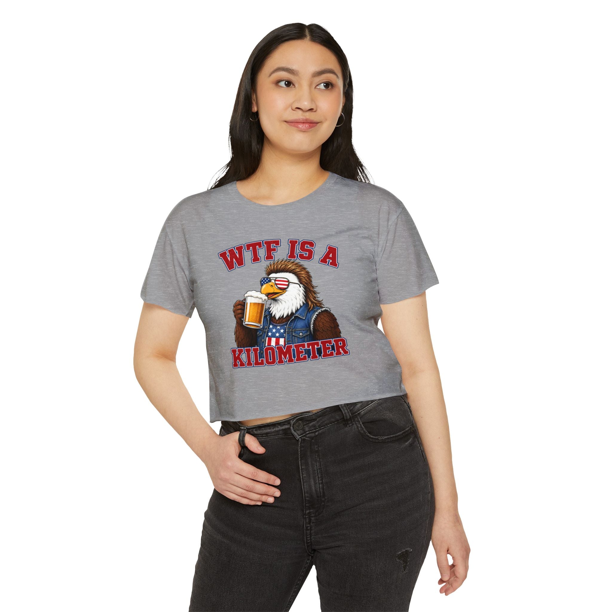 WTF is a Kilometer | Patriotic Eagle Crop Top