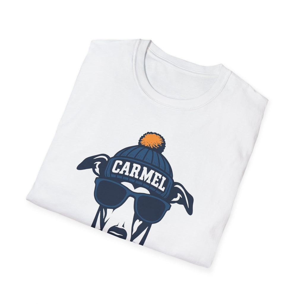 Carmel Greyhounds Unisex Graphic T-Shirt | Greyhound with Glasses and Hat