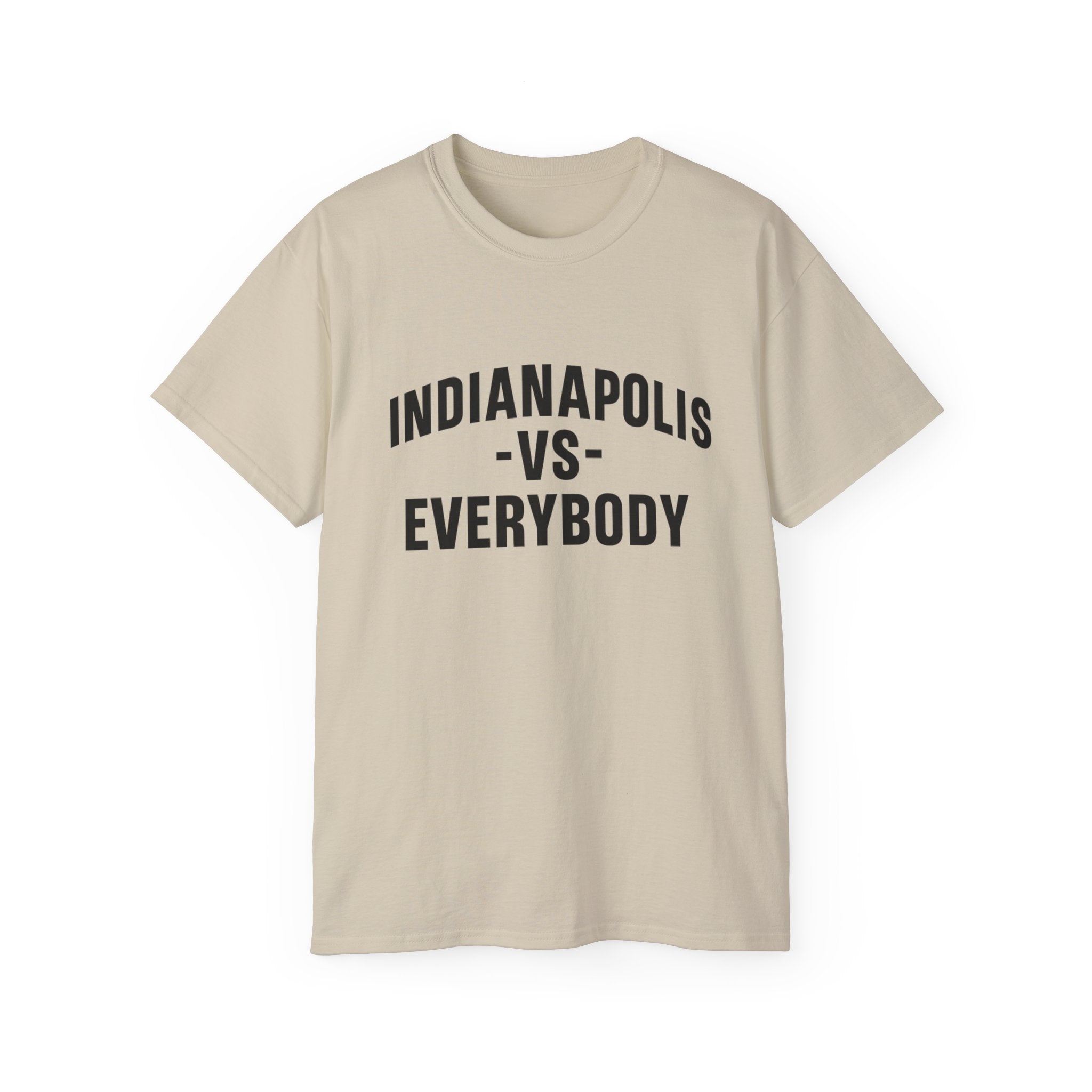 Indianapolis v Everybody | Black Lettering | Unisex Ultra Cotton Tee | Casual Wear, Gift for Hoosiers, State Pride, Travel Souvenir, Unique Local Apparel