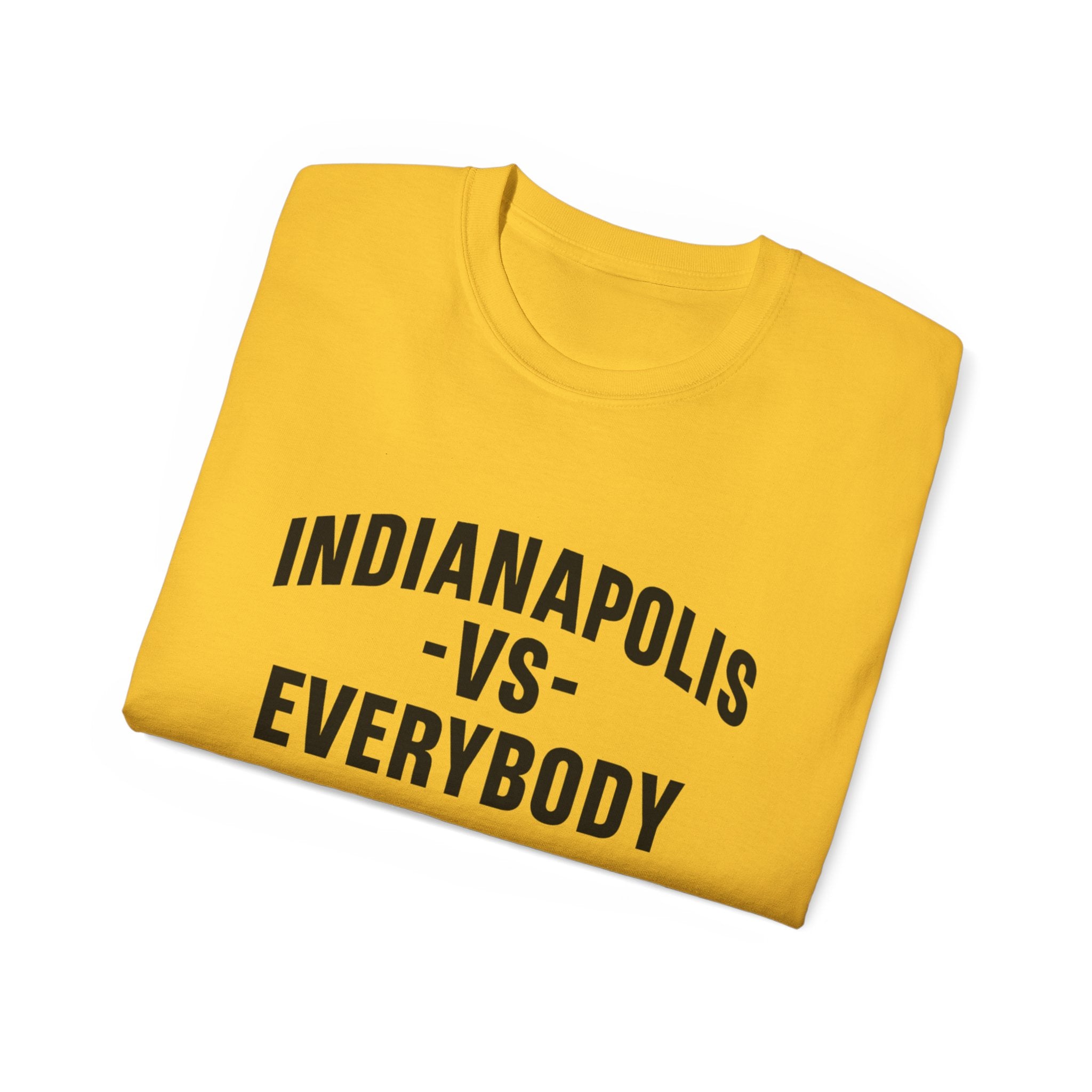 Indianapolis v Everybody | Black Lettering | Unisex Ultra Cotton Tee | Casual Wear, Gift for Hoosiers, State Pride, Travel Souvenir, Unique Local Apparel