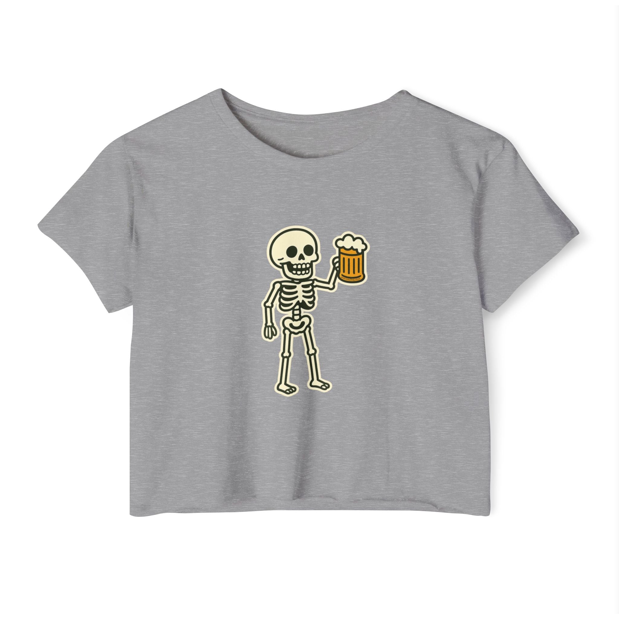 Skeleton with Beer Crop Top