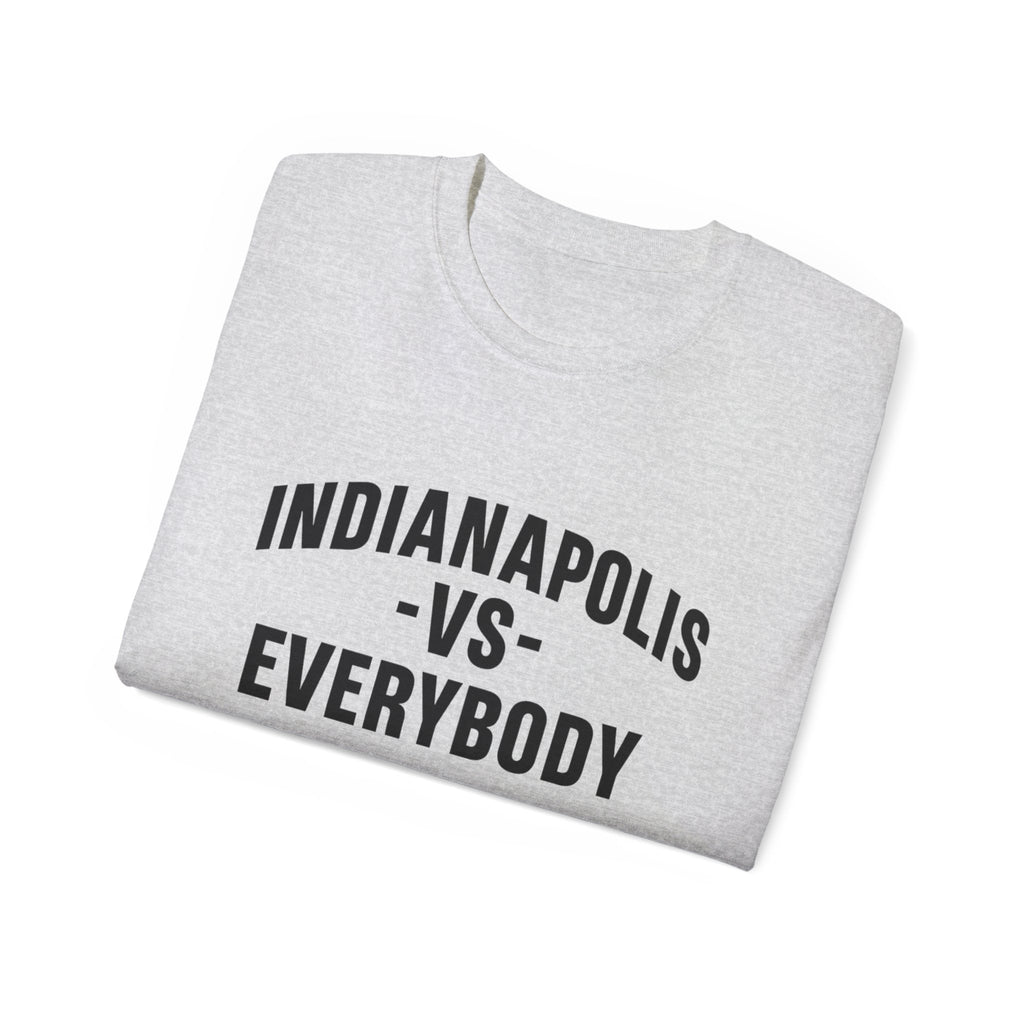 Indianapolis v Everybody | Black Lettering | Unisex Ultra Cotton Tee | Casual Wear, Gift for Hoosiers, State Pride, Travel Souvenir, Unique Local Apparel