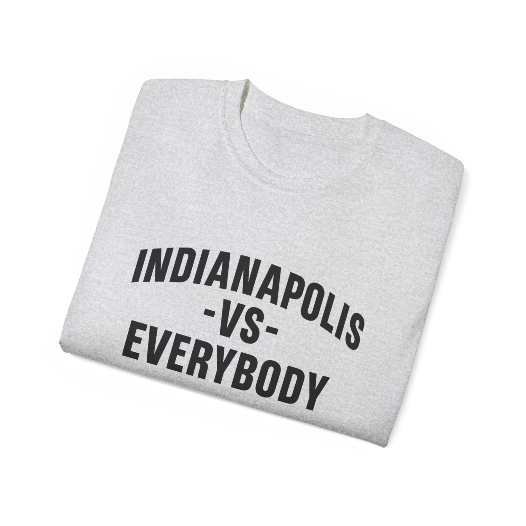 Indianapolis v Everybody | Black Lettering | Unisex Ultra Cotton Tee | Casual Wear, Gift for Hoosiers, State Pride, Travel Souvenir, Unique Local Apparel