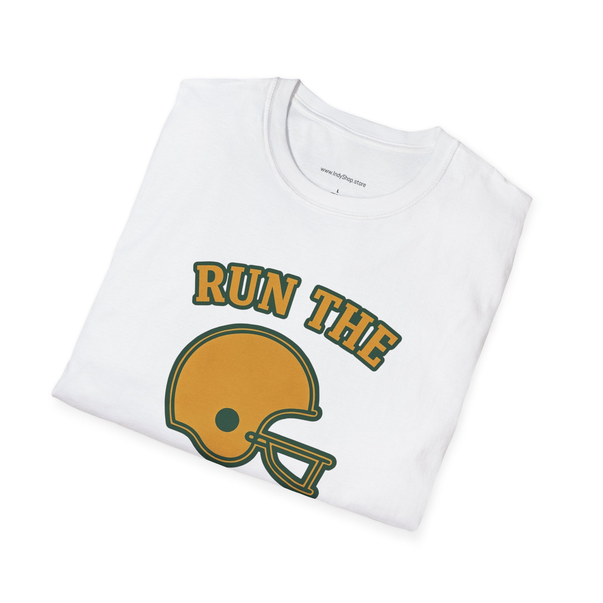 Run the Damn Ball Green and Gold Unisex Graphic T-Shirt