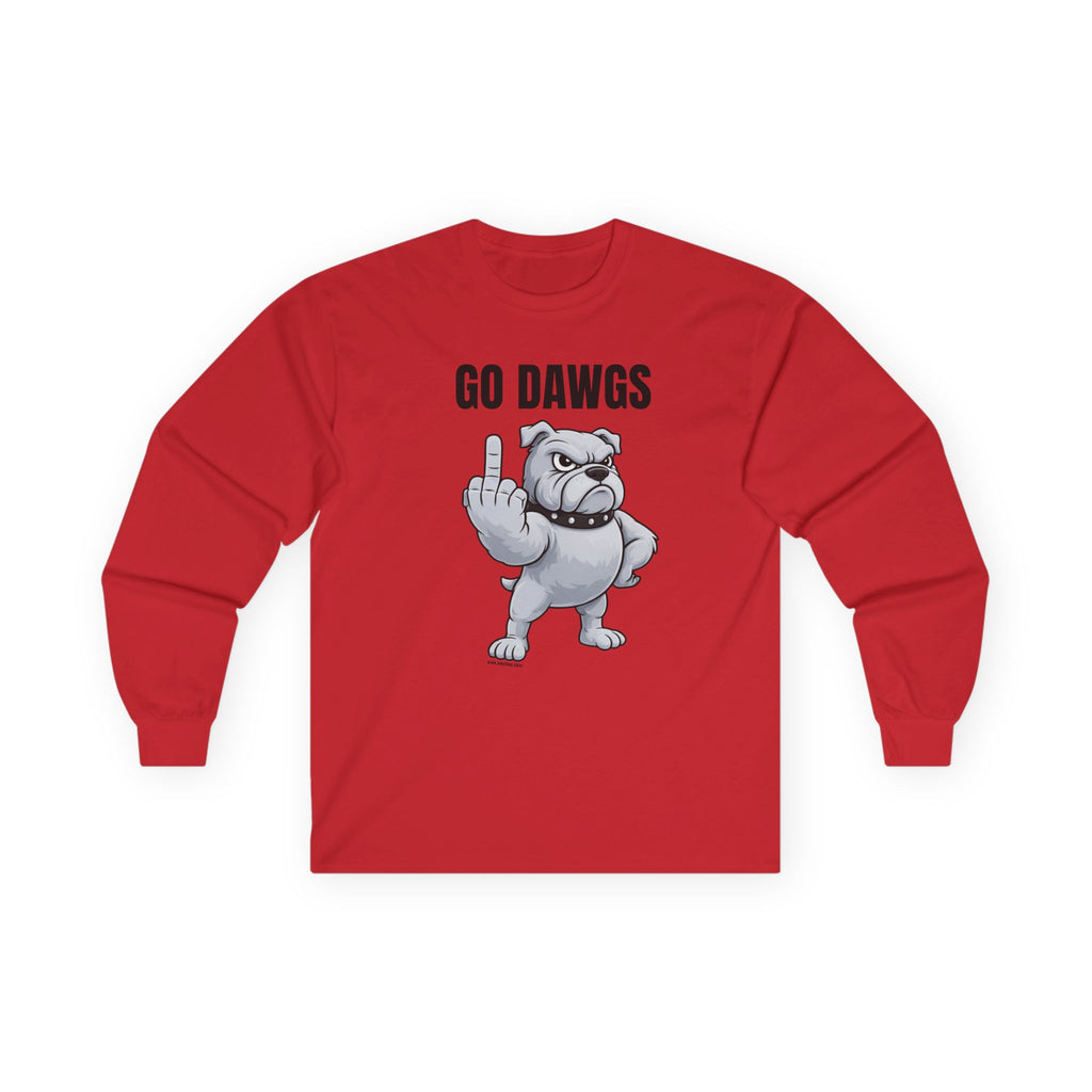 Go Dawgs Middle Finger Long Sleeve Tee | Bulldog Flipping Off
