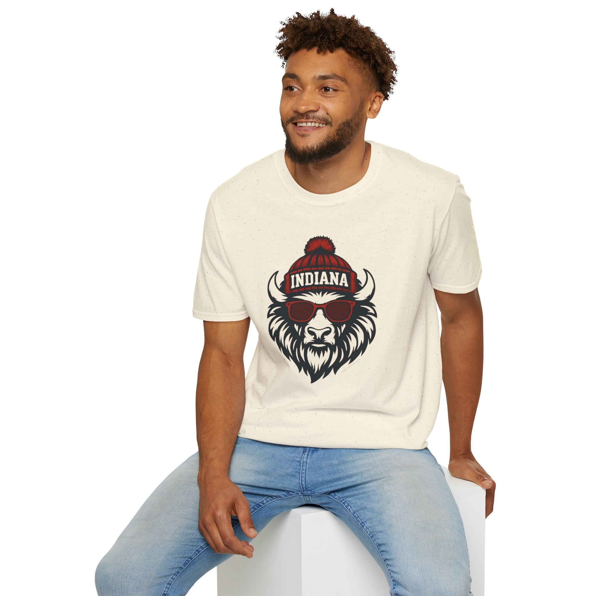 Indiana Hoosiers Bison Graphic T-Shirt | Bison with Hat and Glasses