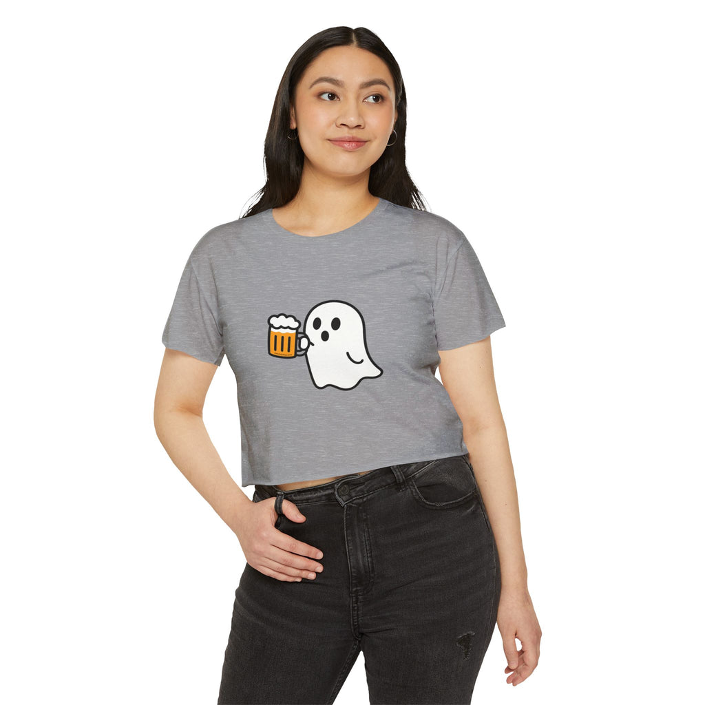 Ghost with Beer Crop Top