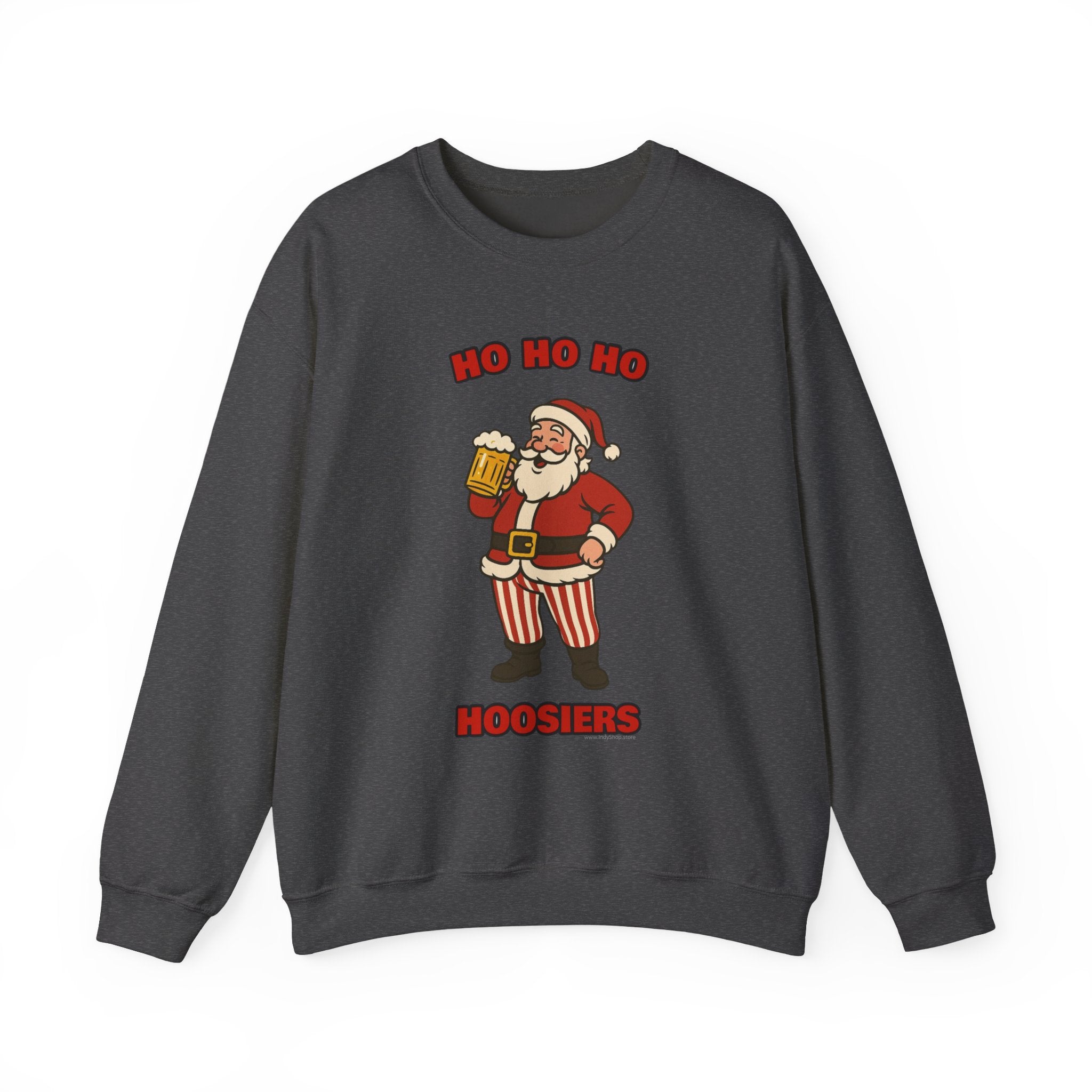 Ho Ho Ho Hoosiers Christmas Crewneck | Santa With Beer Sweatshirt