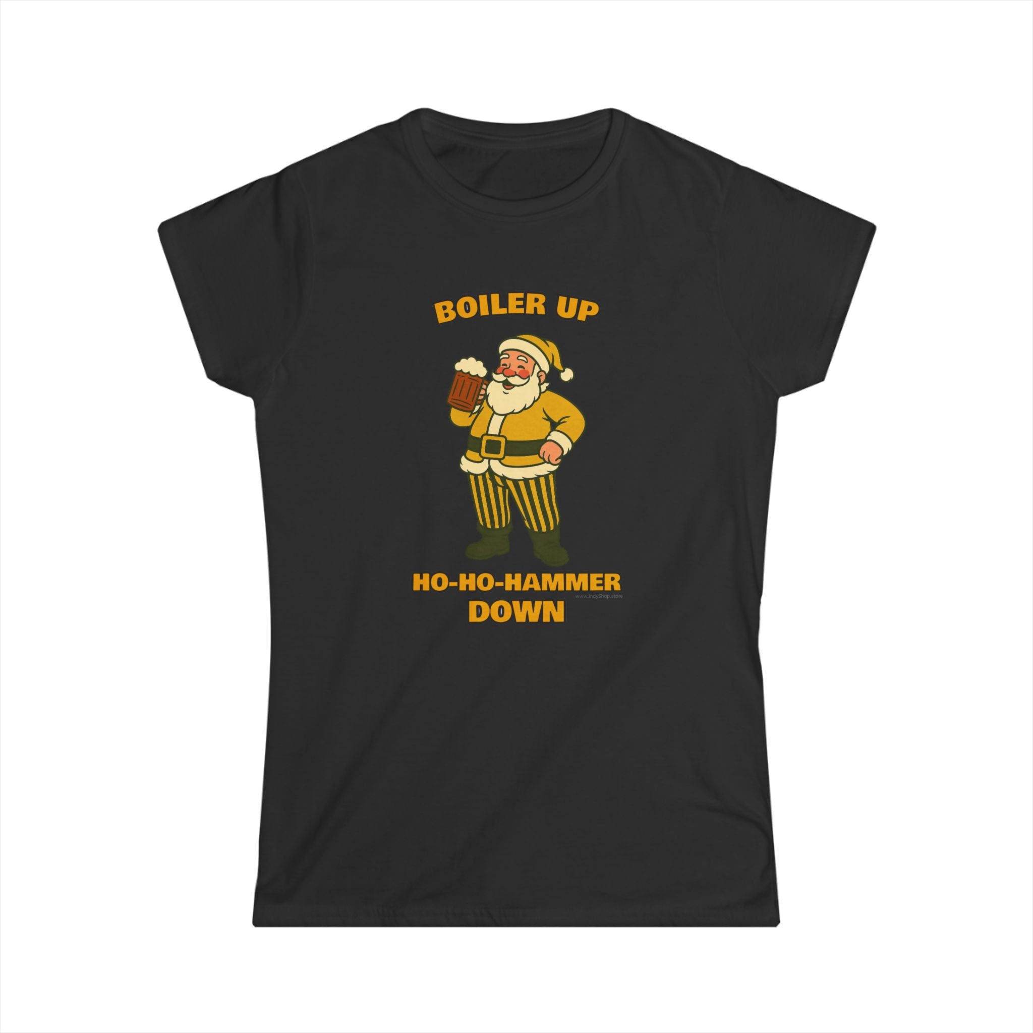 Boiler Up Ho Ho Hammer Down Santa with Beer Women's Graphic Tee