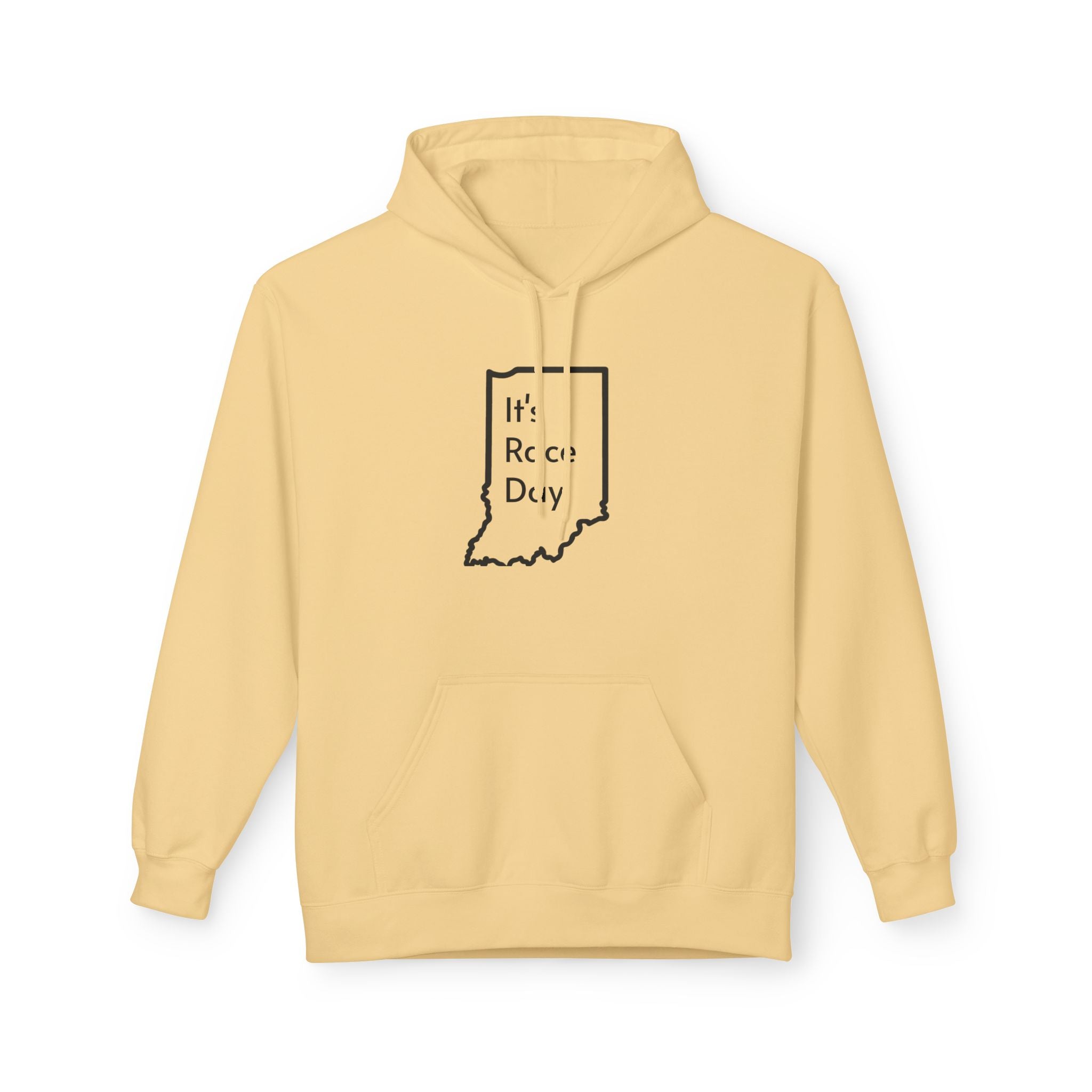 It's Race Day Indiana Outline Fleece Hoodie | Cozy Casual Wear, Perfect for Autumn, Great Gift for Indiana Lovers, Comfortable and Stylish Hoodie