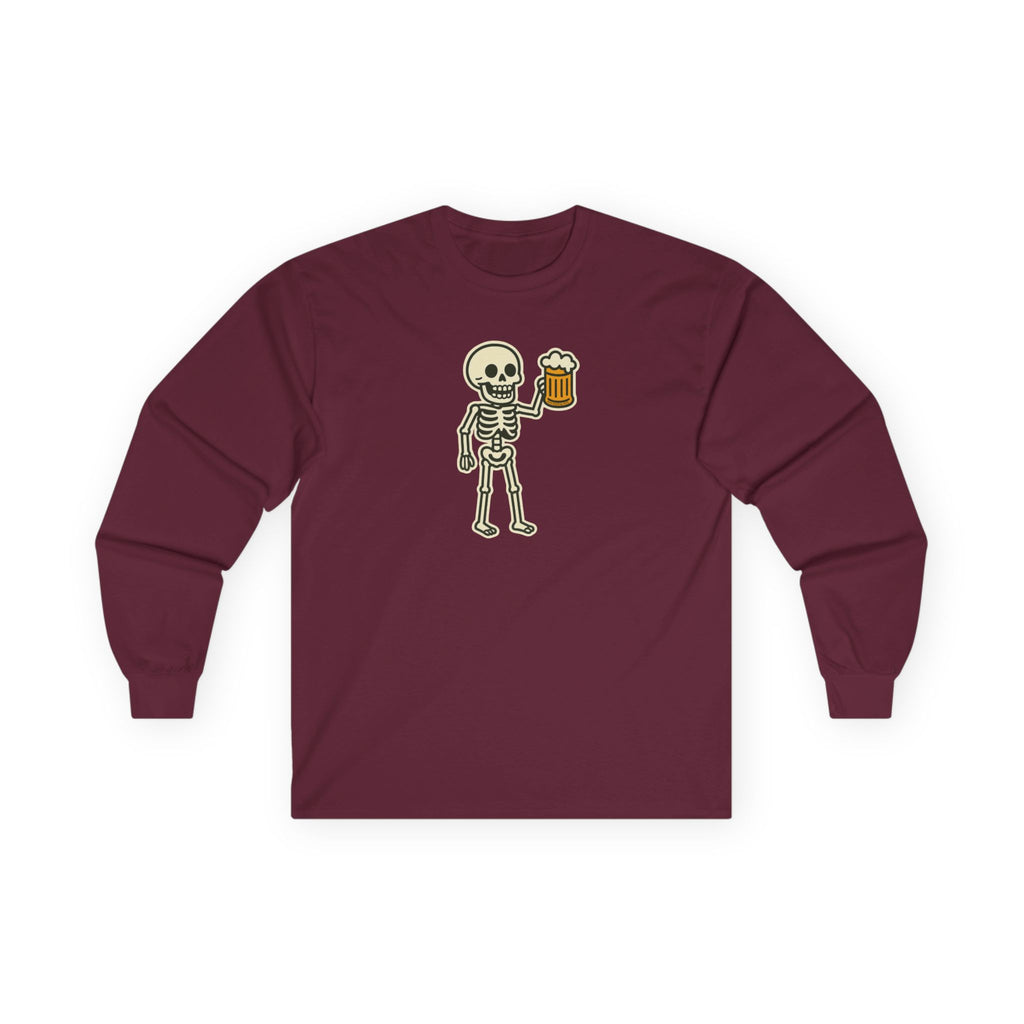 Skeleton with Beer Unisex Long Sleeve Tee
