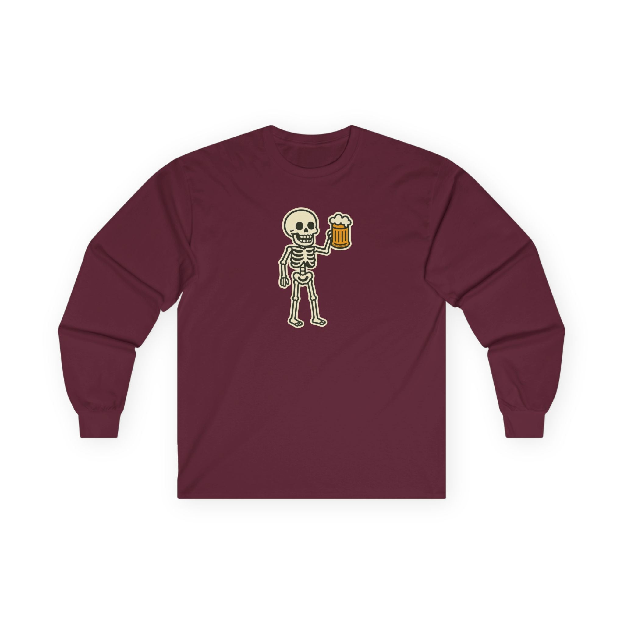 Skeleton with Beer Unisex Long Sleeve Tee