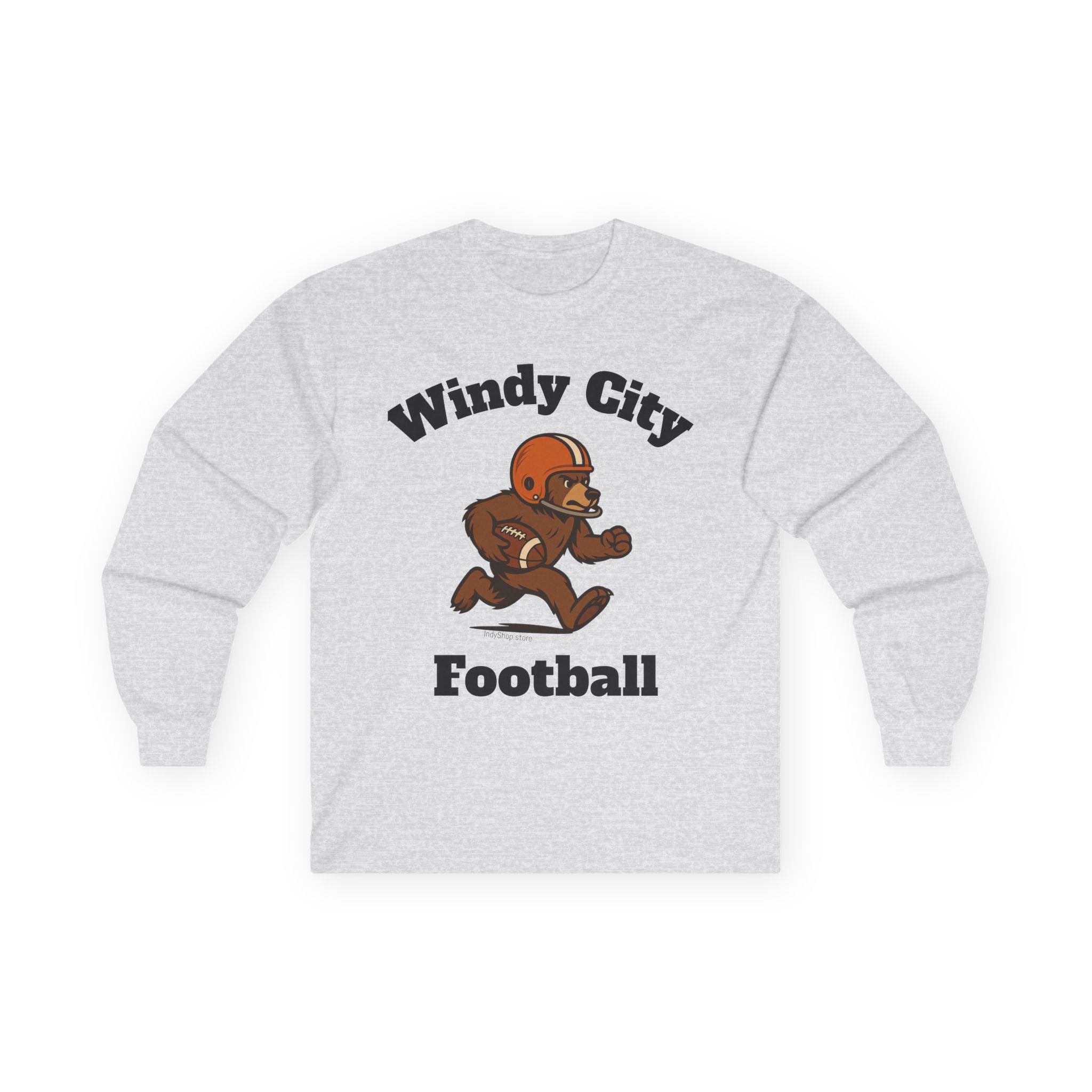 Windy City Bear Running the Football Unisex Long Sleeve Tee | Chicago Bears