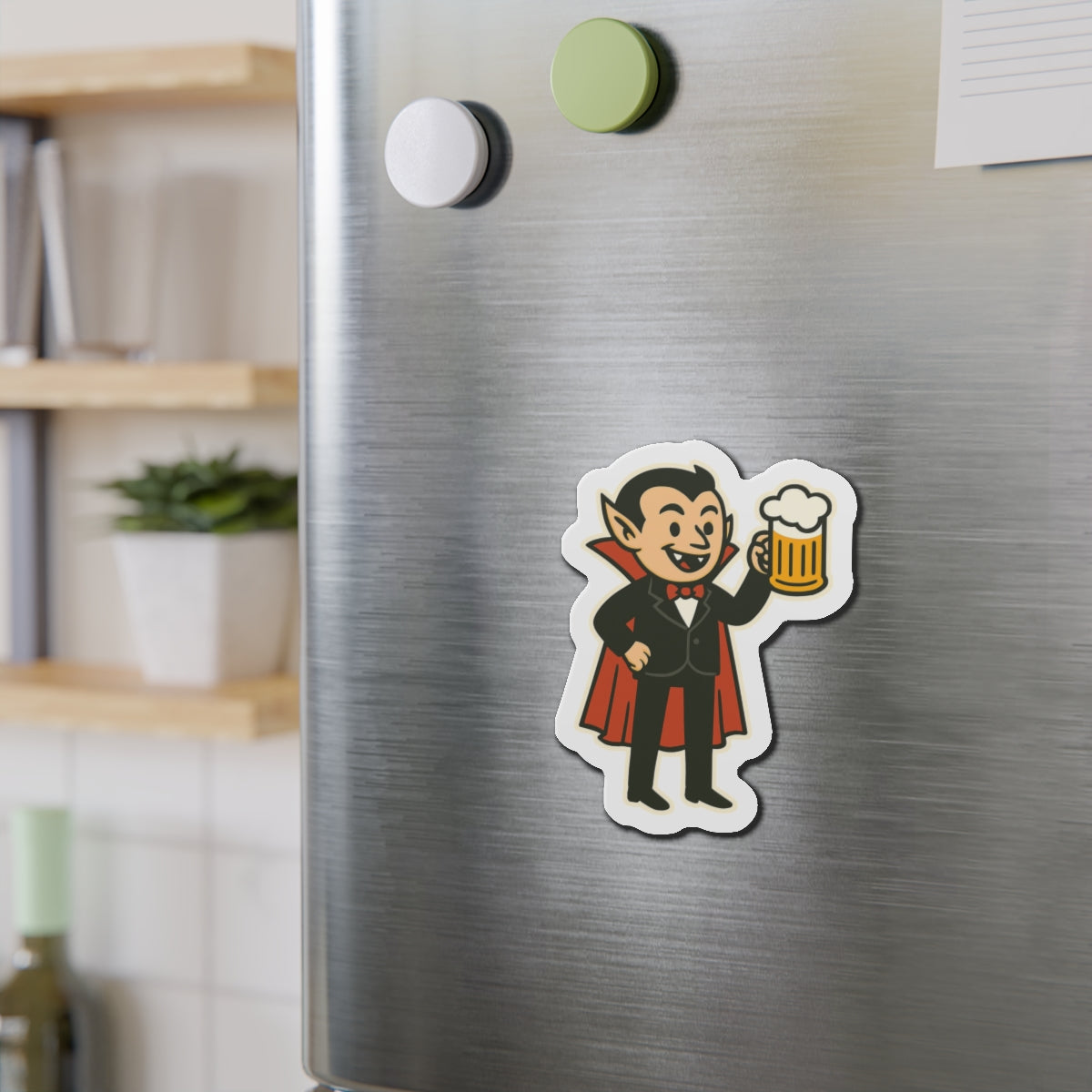 Vampire With Beer Halloween Die-Cut Magnets