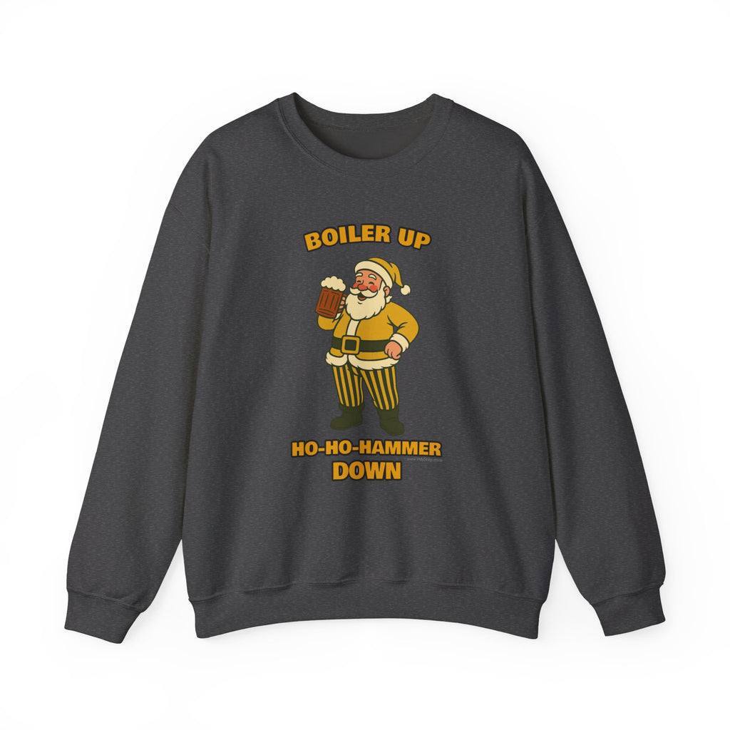 Boiler Up Ho Ho Hammer Down Christmas Crewneck | Santa With Beer Sweatshirt