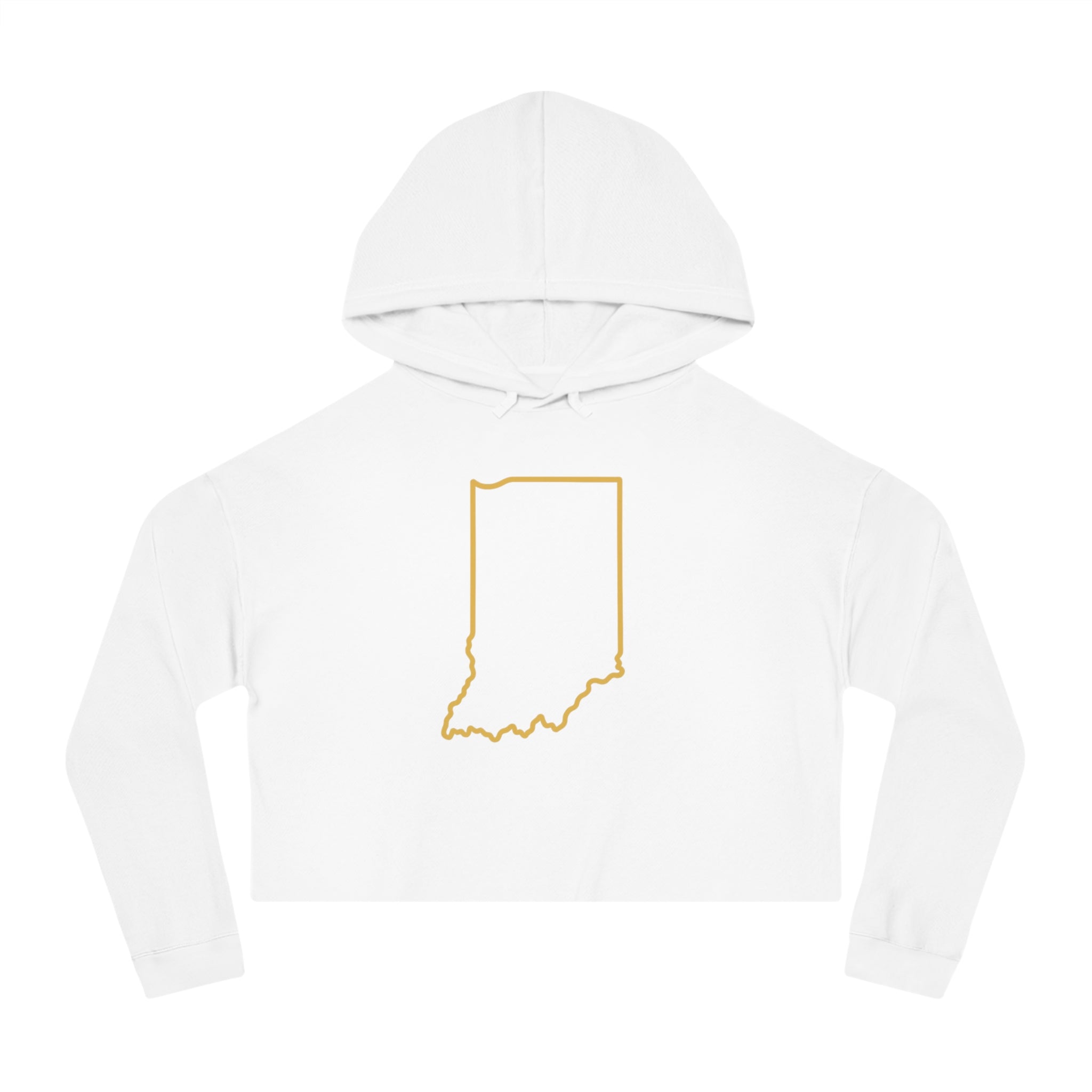 Gold Indiana Outline on Cropped Hooded Sweatshirt for Women | Trendy and Casual, Perfect for Spring Outings, Gift for Her, Comfortable Fashion