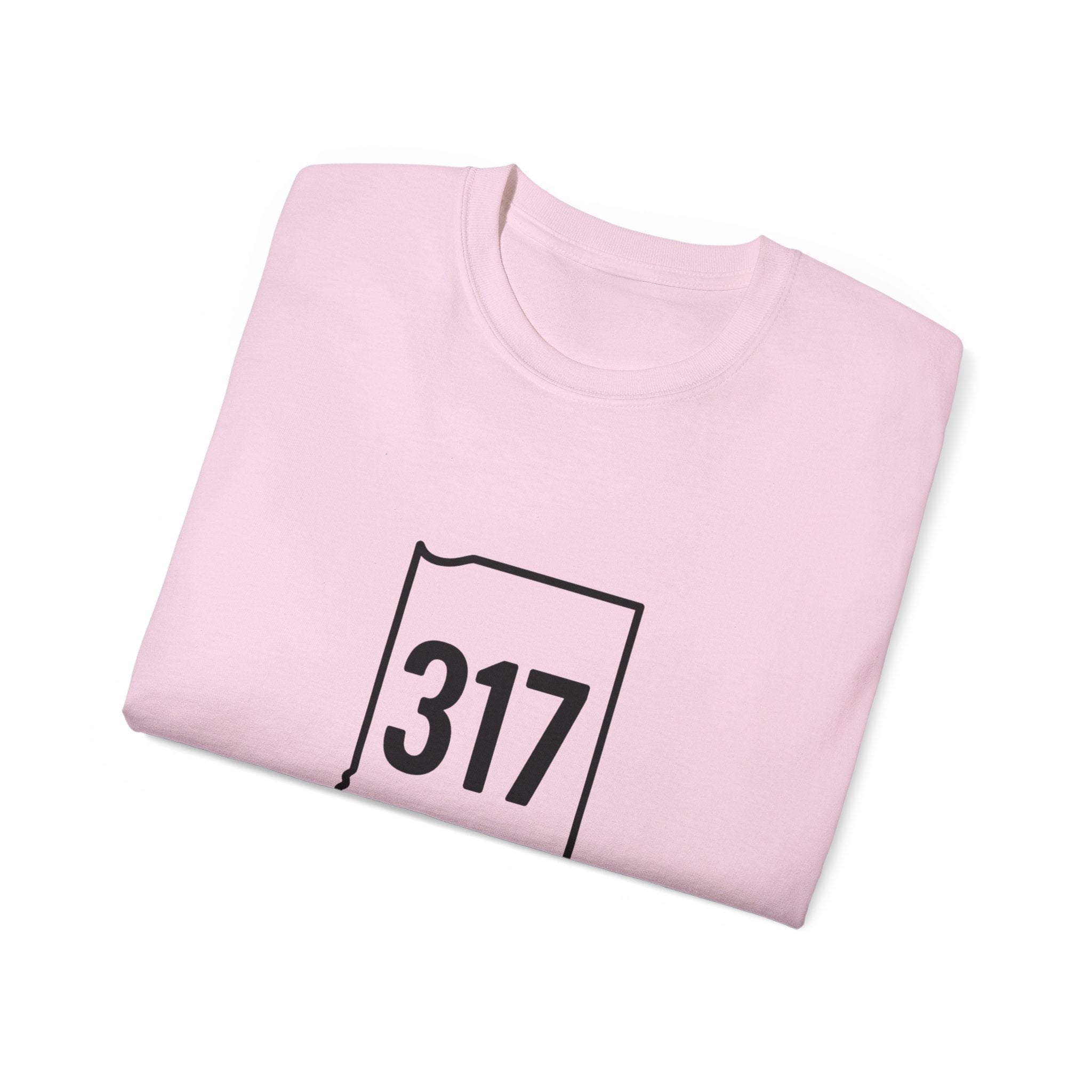 Indiana 317 | Black Lettering | Unisex Ultra Cotton Tee | Casual Wear, Gift for Hoosiers, State Pride, Travel Souvenir, Unique Local Apparel