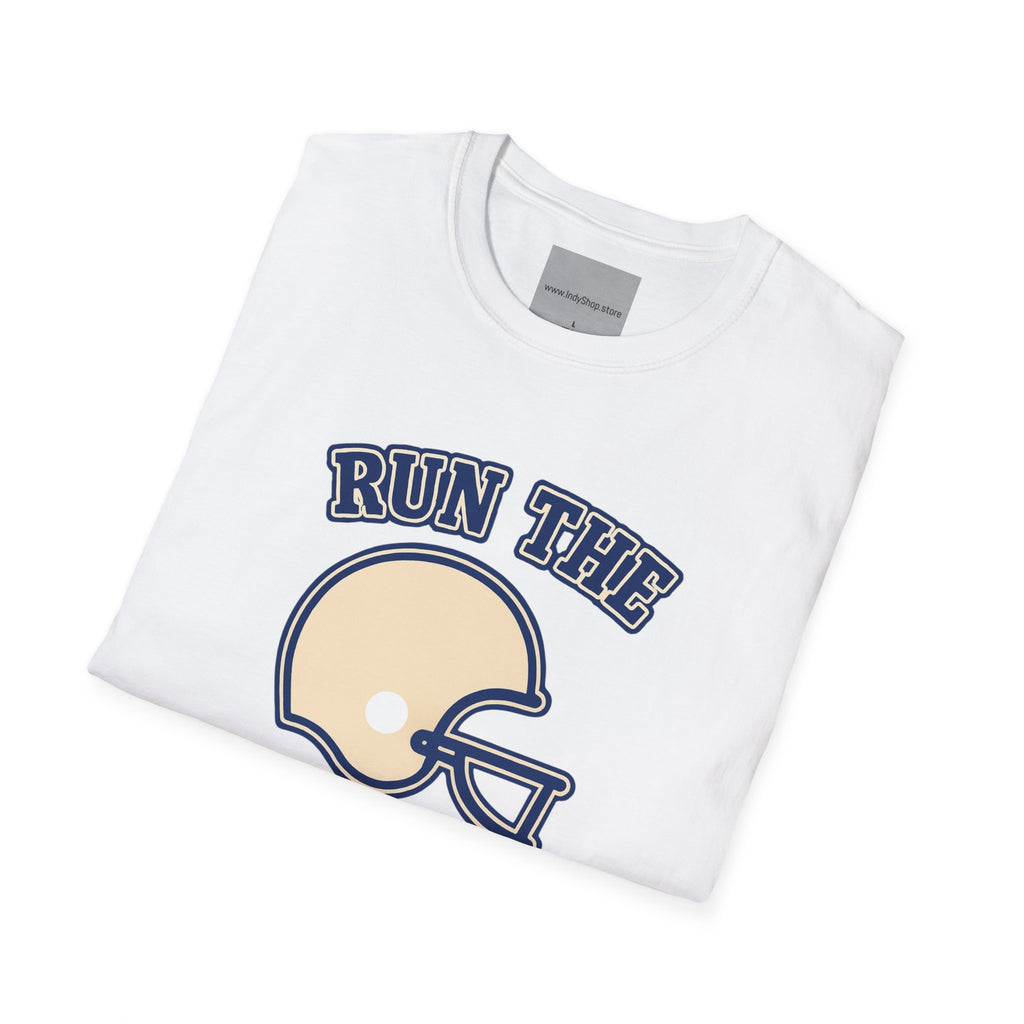 Run the Damn Ball Blue and White Unisex Graphic T-Shirt