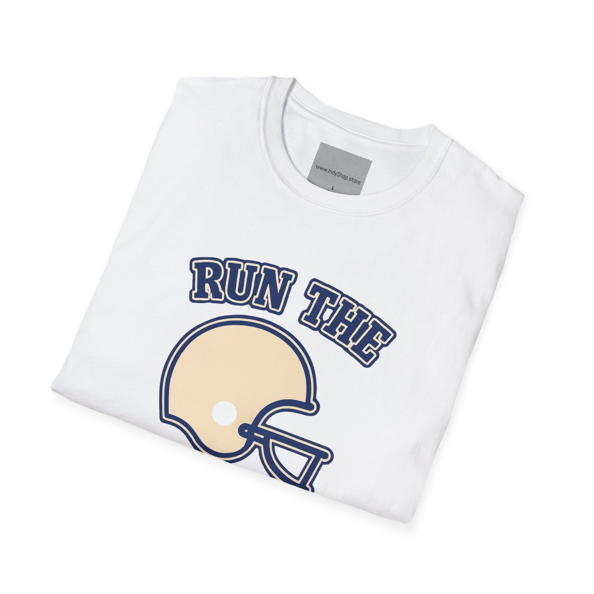 Run the Damn Ball Blue and White Unisex Graphic T-Shirt