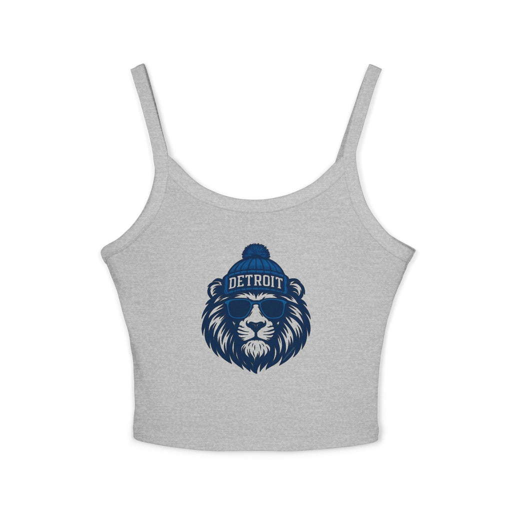Detroit Lions Women's Spaghetti Strap Tank Top | Lion with Glasses and Hat