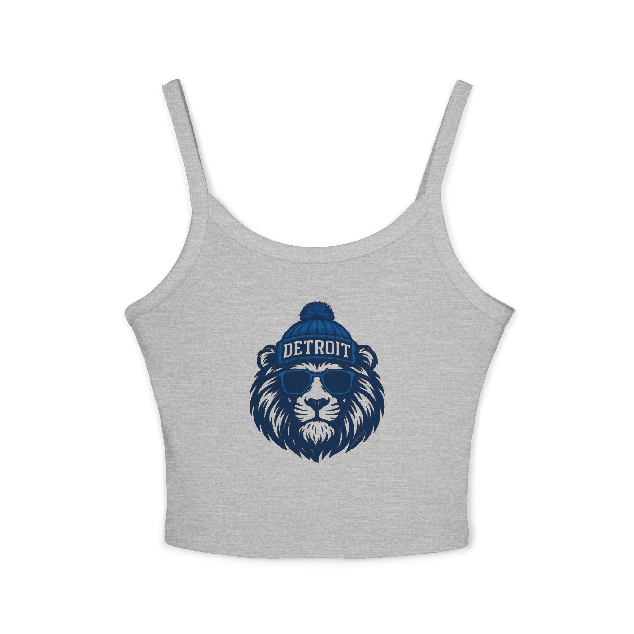 Detroit Lions Women's Spaghetti Strap Tank Top | Lion with Glasses and Hat
