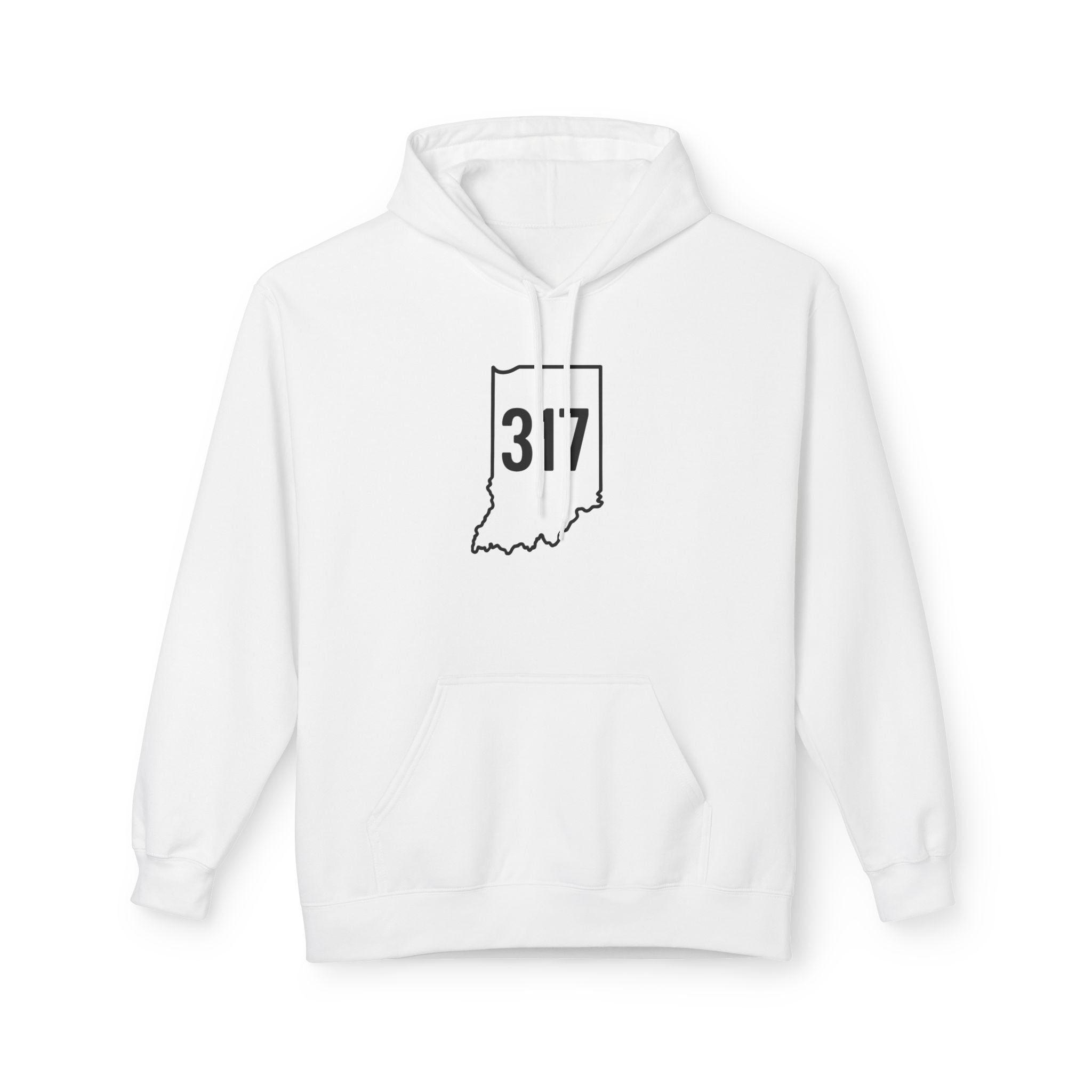 317 Indiana Fleece Hoodie | Black Lettering | Cozy Casual Wear, Perfect for Autumn, Great Gift for Indiana Lovers, Comfortable and Stylish Hoodie