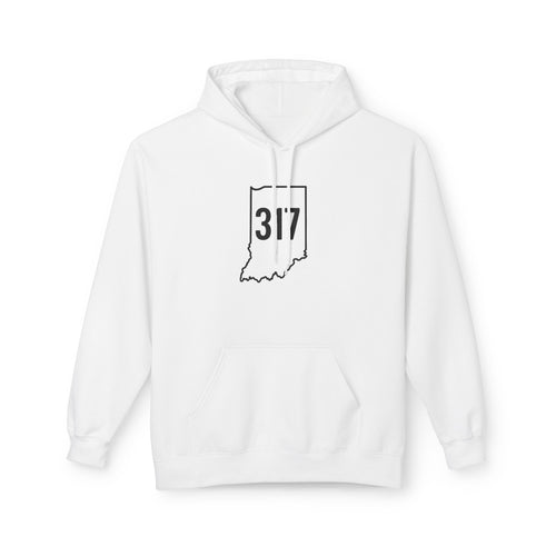 317 Indiana Fleece Hoodie | Black Lettering | Cozy Casual Wear, Perfect for Autumn, Great Gift for Indiana Lovers, Comfortable and Stylish Hoodie
