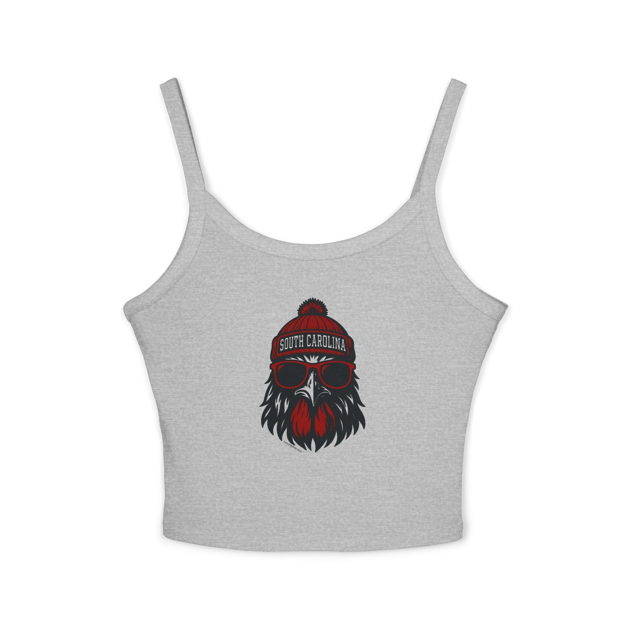 South Carolina Gamecock Women's Spaghetti Strap Tank Top | Gamecock Rooster with Glasses and Hat