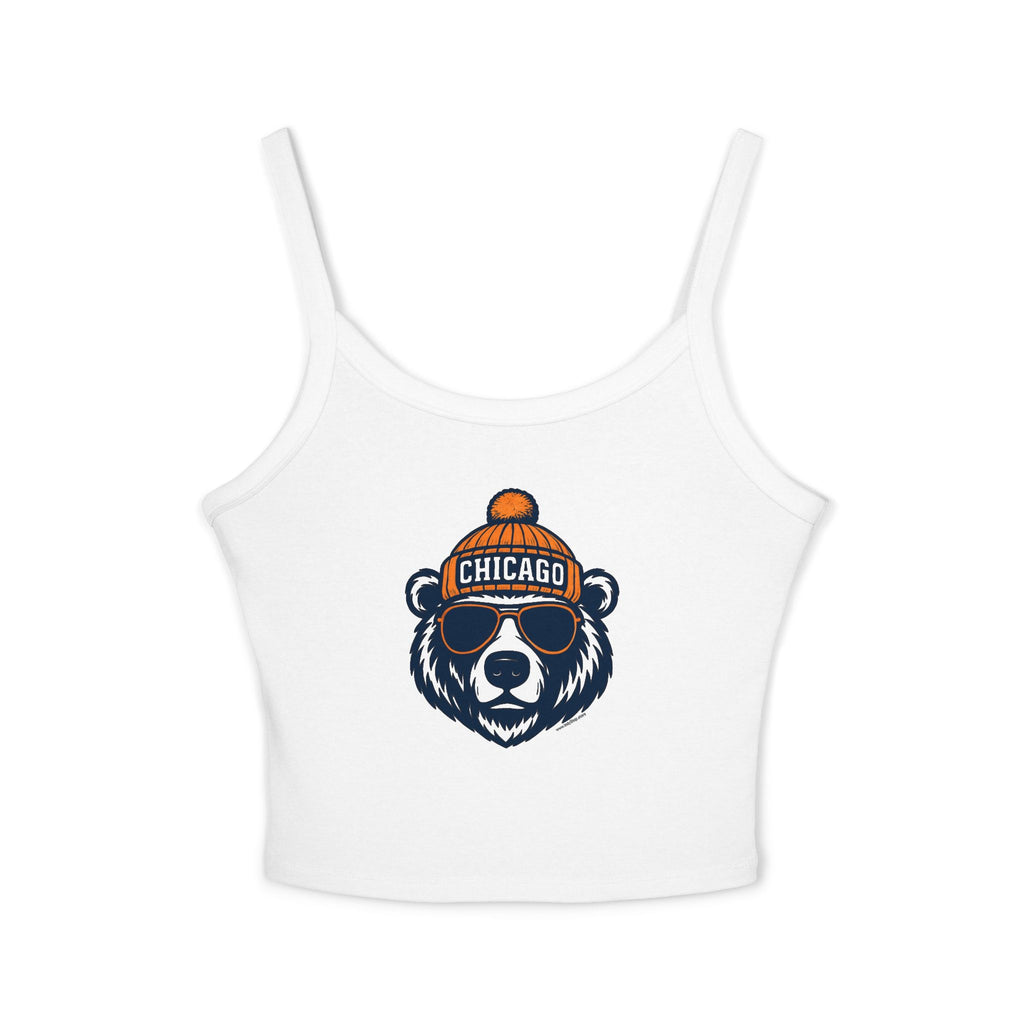 Chicago Bears Women's Tank Top | Spaghetti Strap Tank Top | Bear with Glasses and Hat