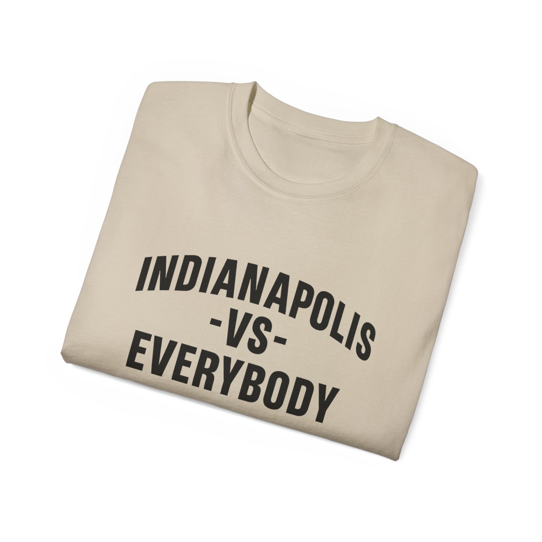 Indianapolis v Everybody | Black Lettering | Unisex Ultra Cotton Tee | Casual Wear, Gift for Hoosiers, State Pride, Travel Souvenir, Unique Local Apparel