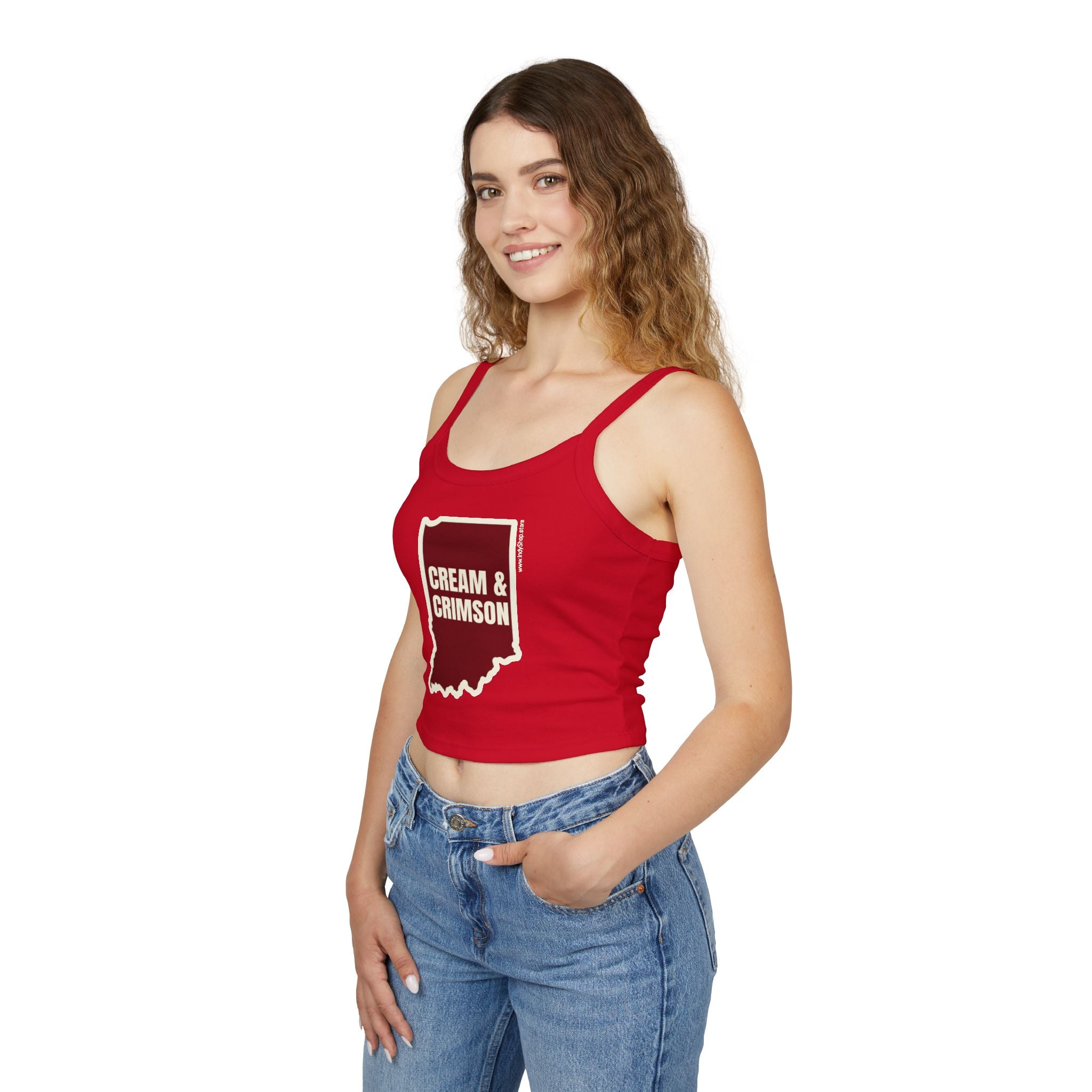 Cream & Crimson Women's Tank Top | Spaghetti Strap Tank Top