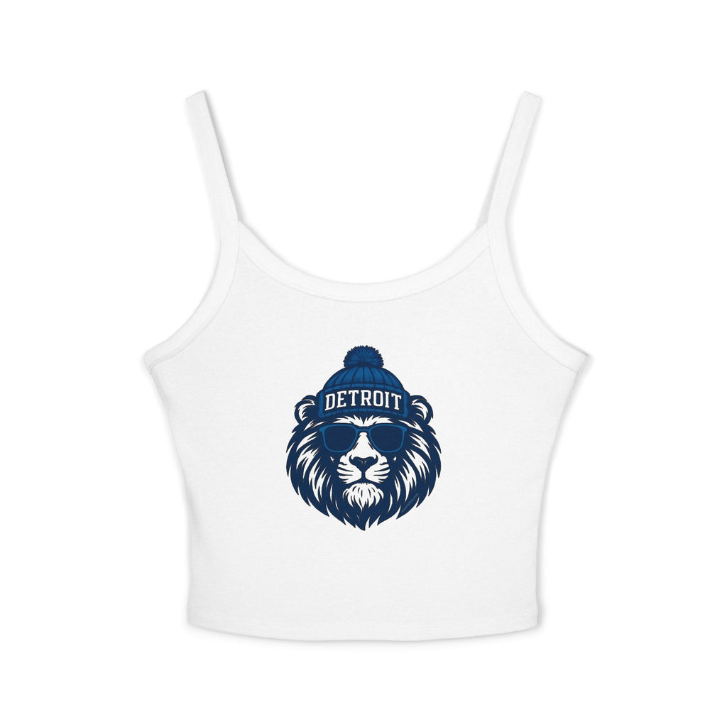 Detroit Lions Women's Spaghetti Strap Tank Top | Lion with Glasses and Hat