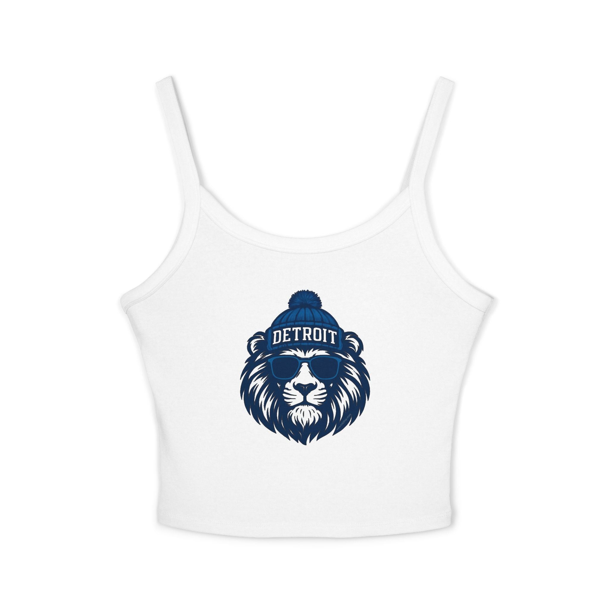Detroit Lions Women's Spaghetti Strap Tank Top | Lion with Glasses and Hat