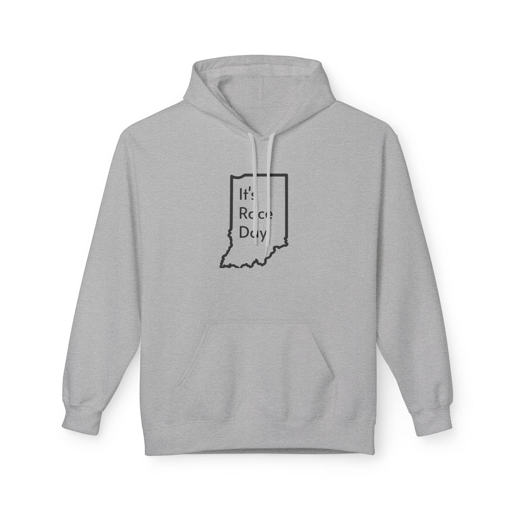 It's Race Day Indiana Outline Fleece Hoodie | Cozy Casual Wear, Perfect for Autumn, Great Gift for Indiana Lovers, Comfortable and Stylish Hoodie