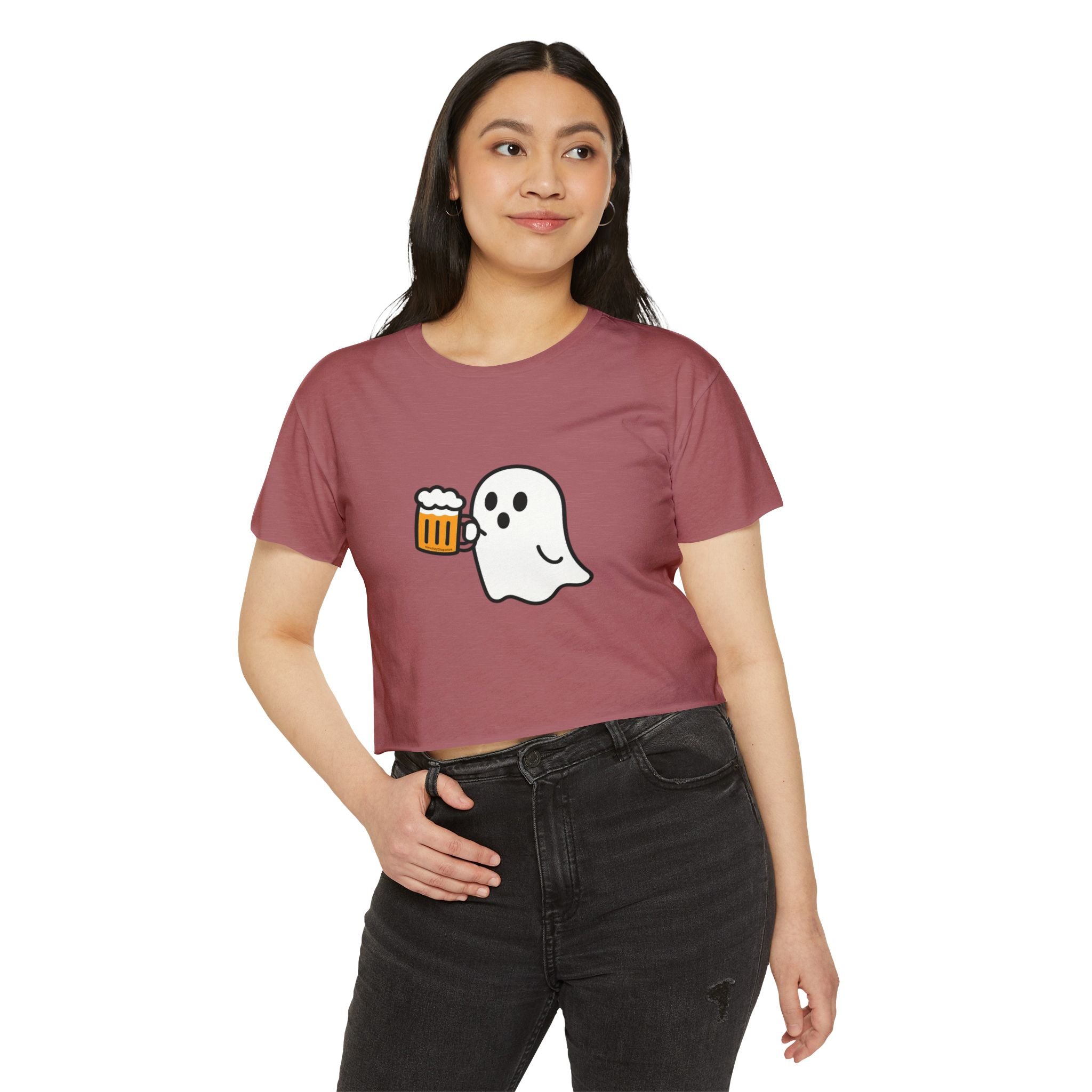 Ghost with Beer Crop Top