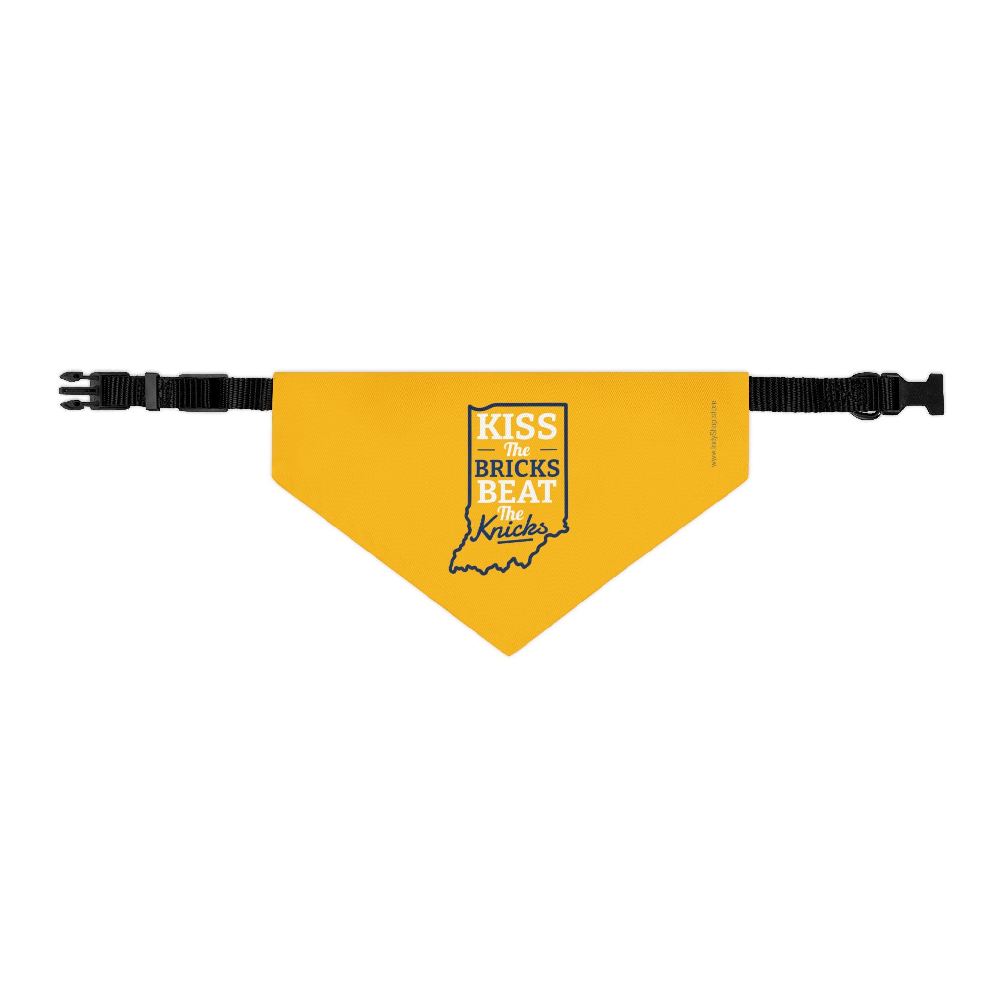 Kiss the Bricks Beat the Knicks Pet Bandana Collar — Indiana Yellow Dog Bandana Collar