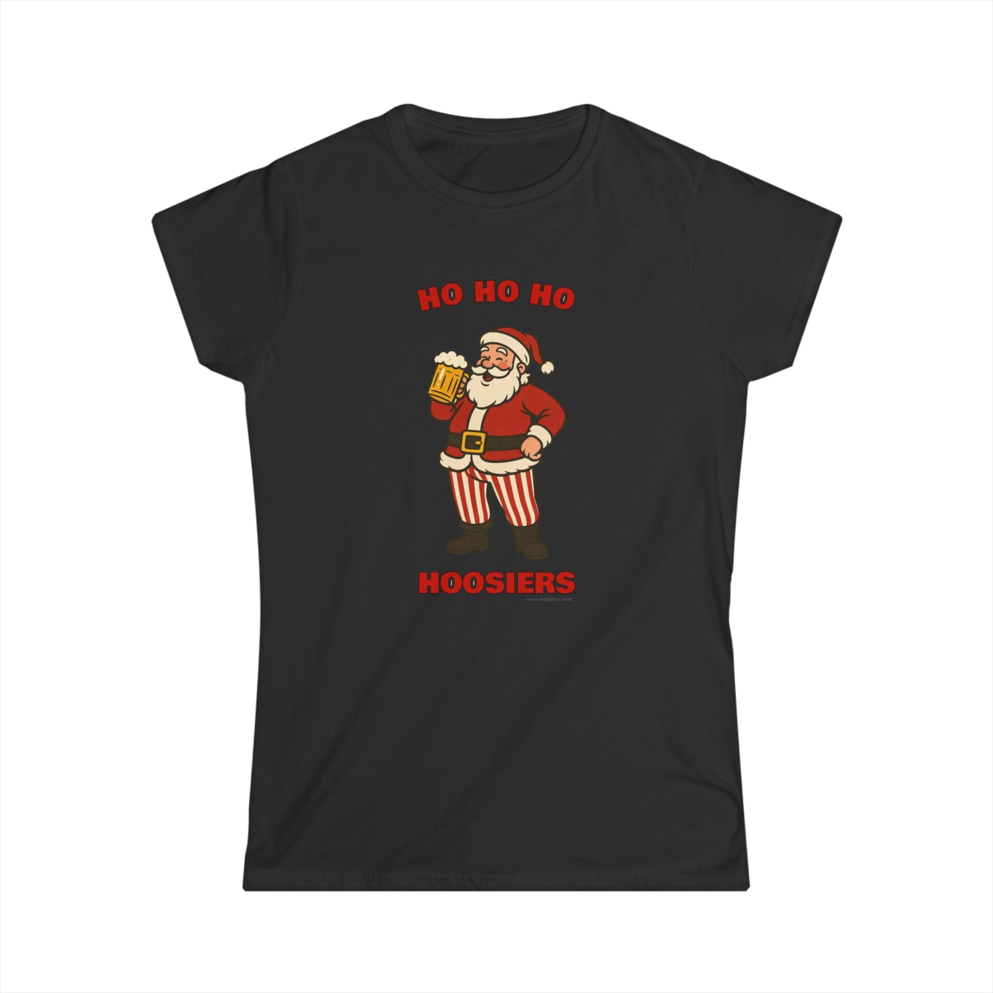 Ho Ho Ho Hoosiers Santa with Beer Women's Graphic Tee