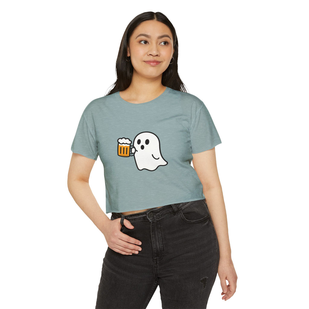 Ghost with Beer Crop Top