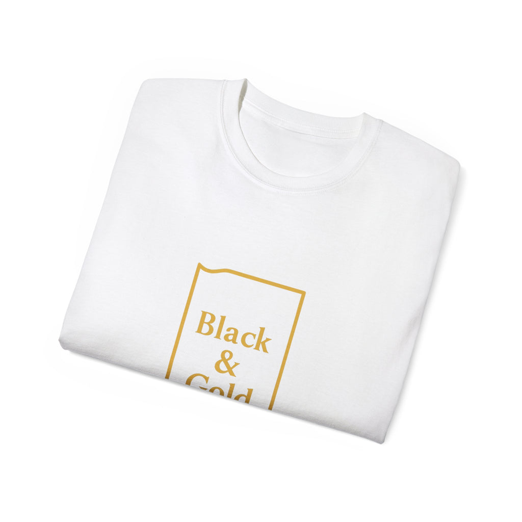 Black & Gold Unisex Ultra Cotton Tee | Casual Wear, Gift for Hoosiers, State Pride, Travel Souvenir, Unique Local Apparel