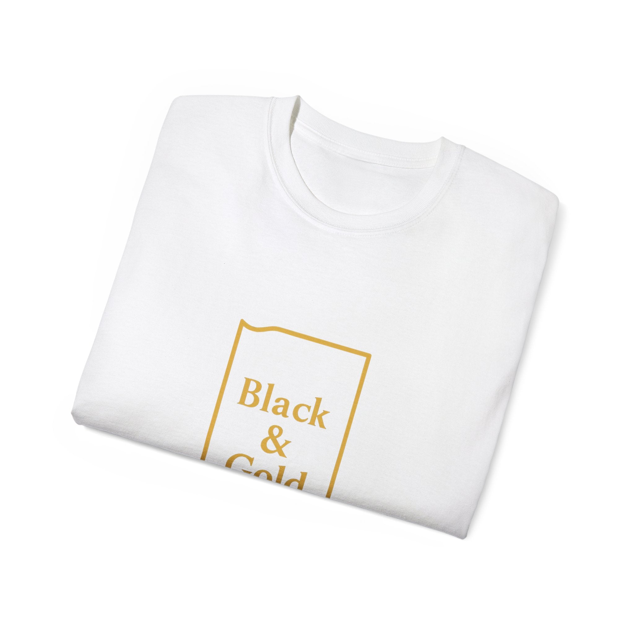 Black & Gold Unisex Ultra Cotton Tee | Casual Wear, Gift for Hoosiers, State Pride, Travel Souvenir, Unique Local Apparel