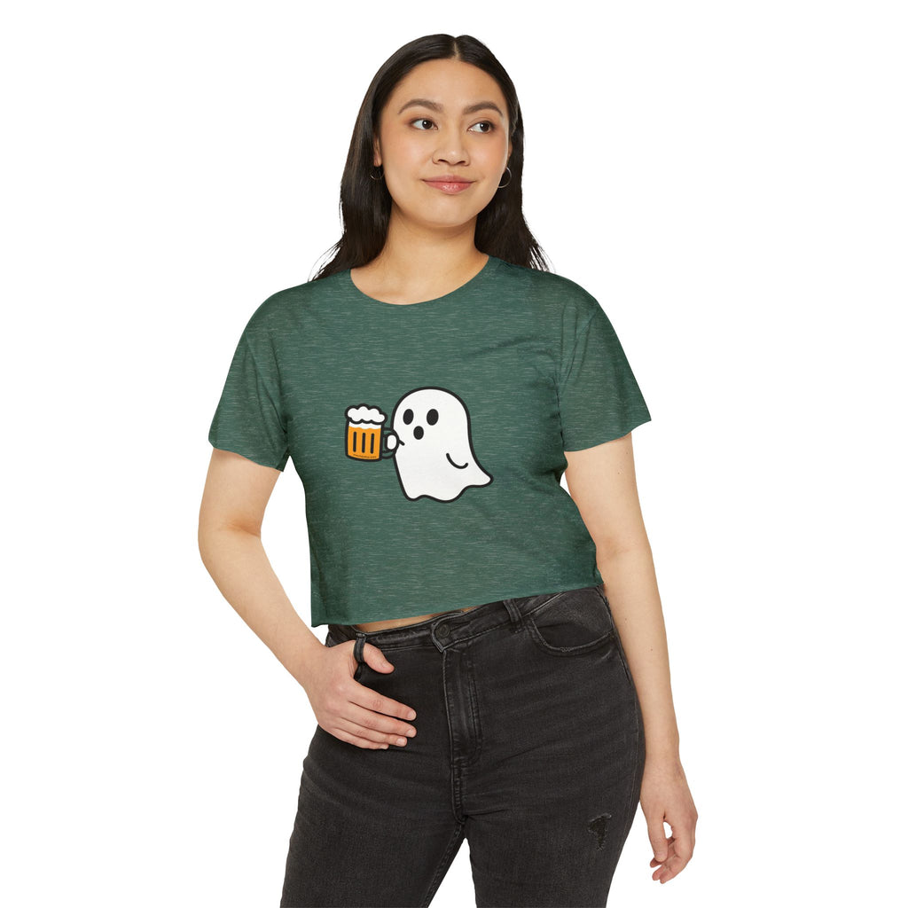 Ghost with Beer Crop Top