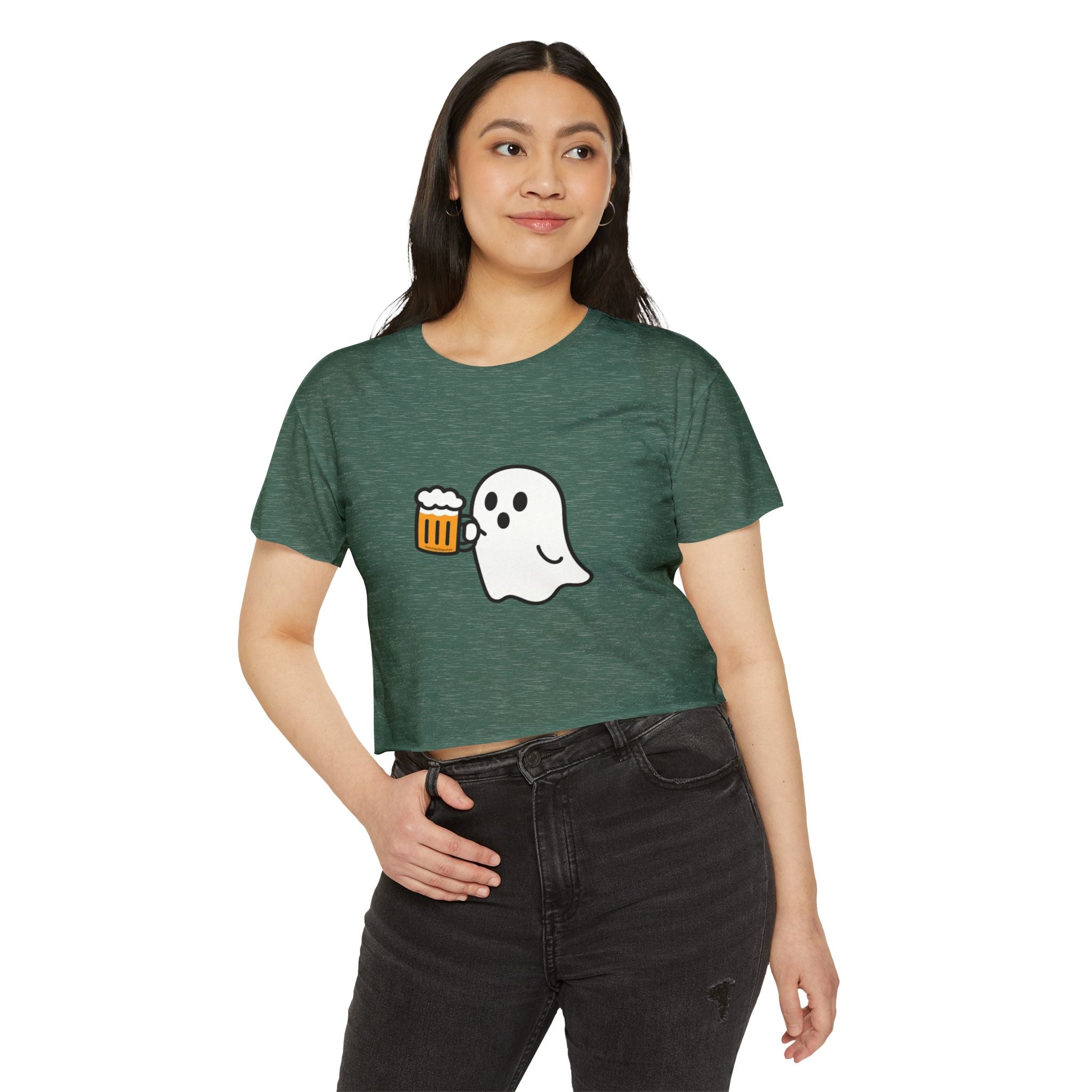 Ghost with Beer Crop Top