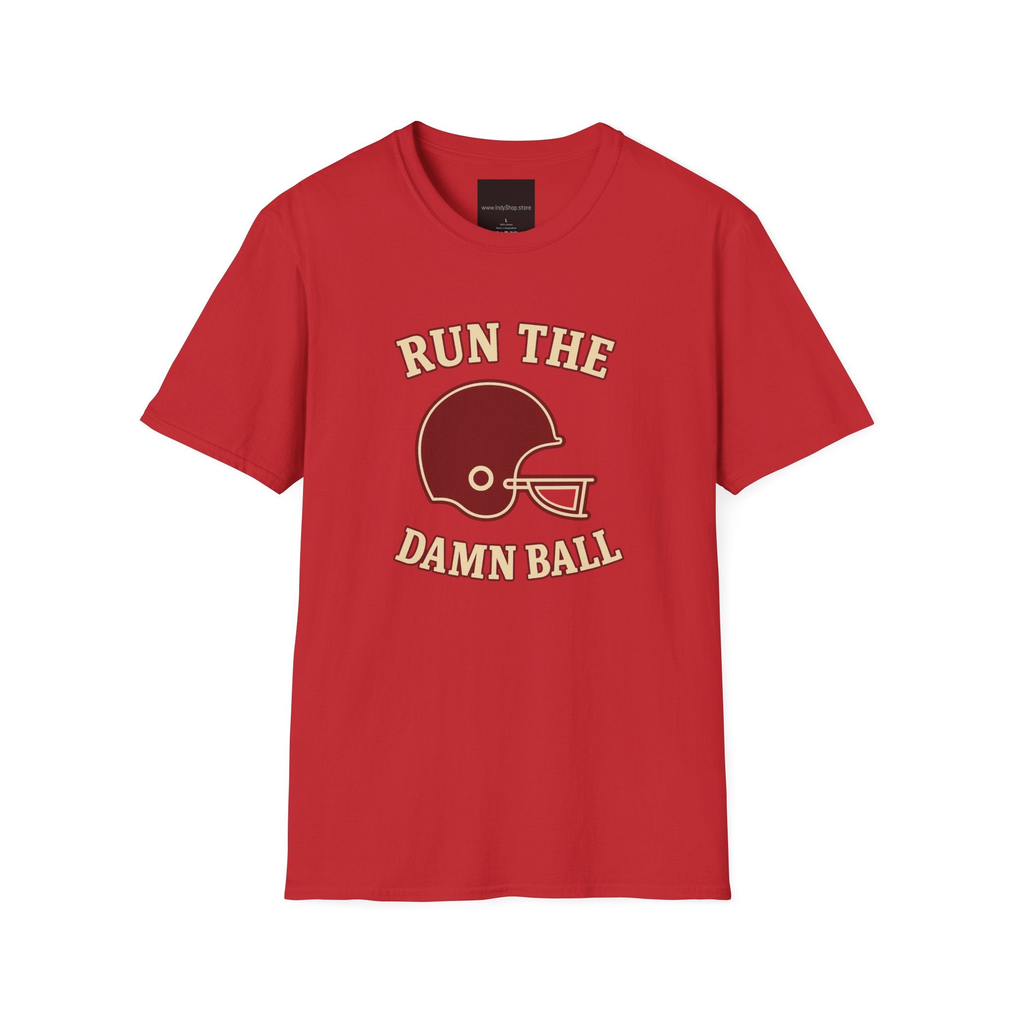 Run the Damn Ball Cream and Crimson Unisex Graphic T-Shirt