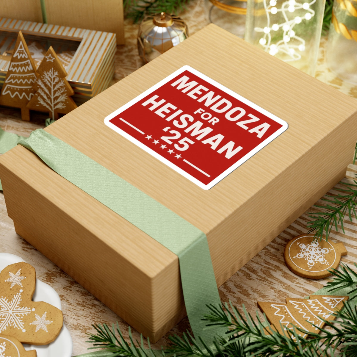 Mendoza for Heisman '25 Sticker | White Letters Red Background